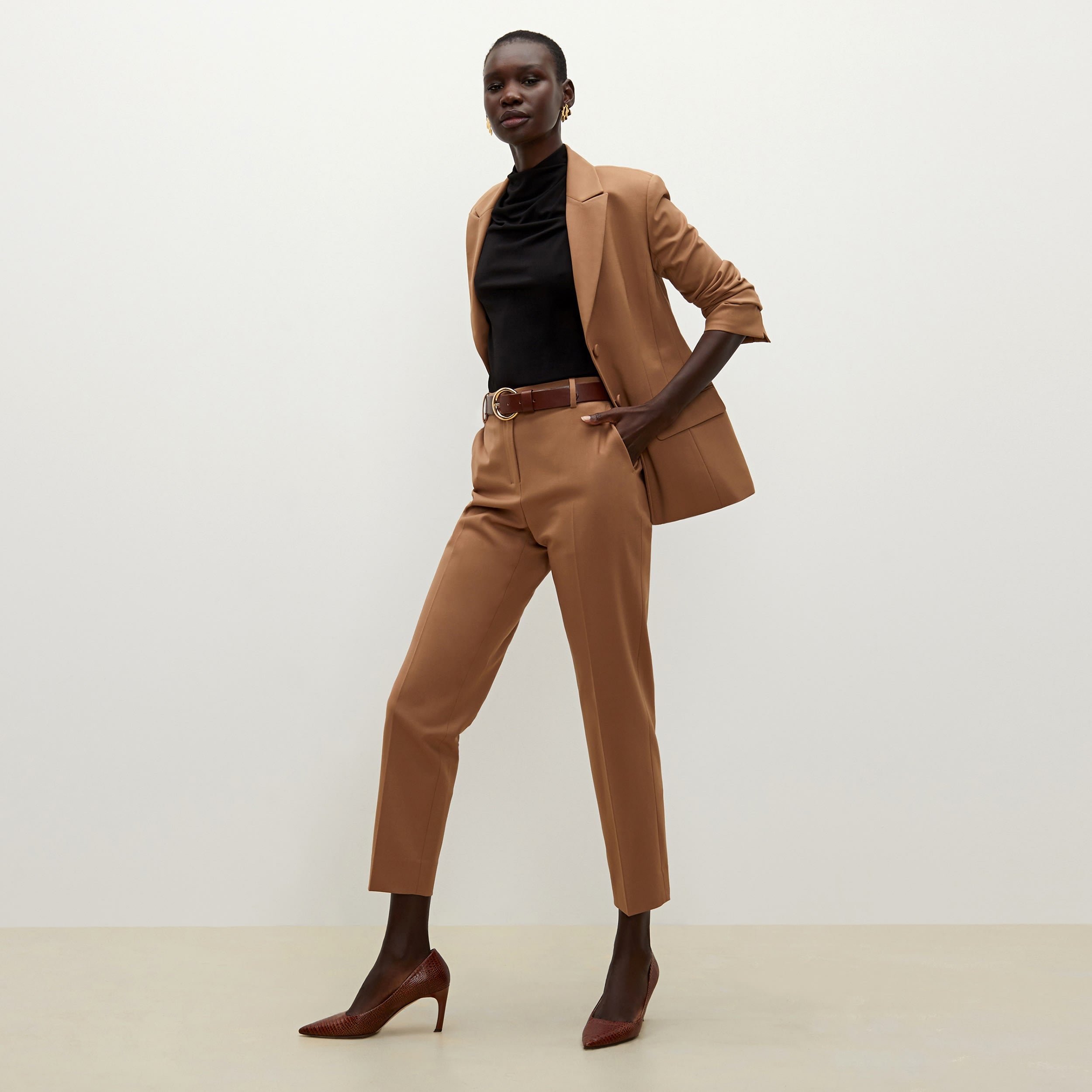Mejia Washable Wool Twill Pants in Camel Color - Comfortable & Durable Trousers for Office, Travel & Casual Wear