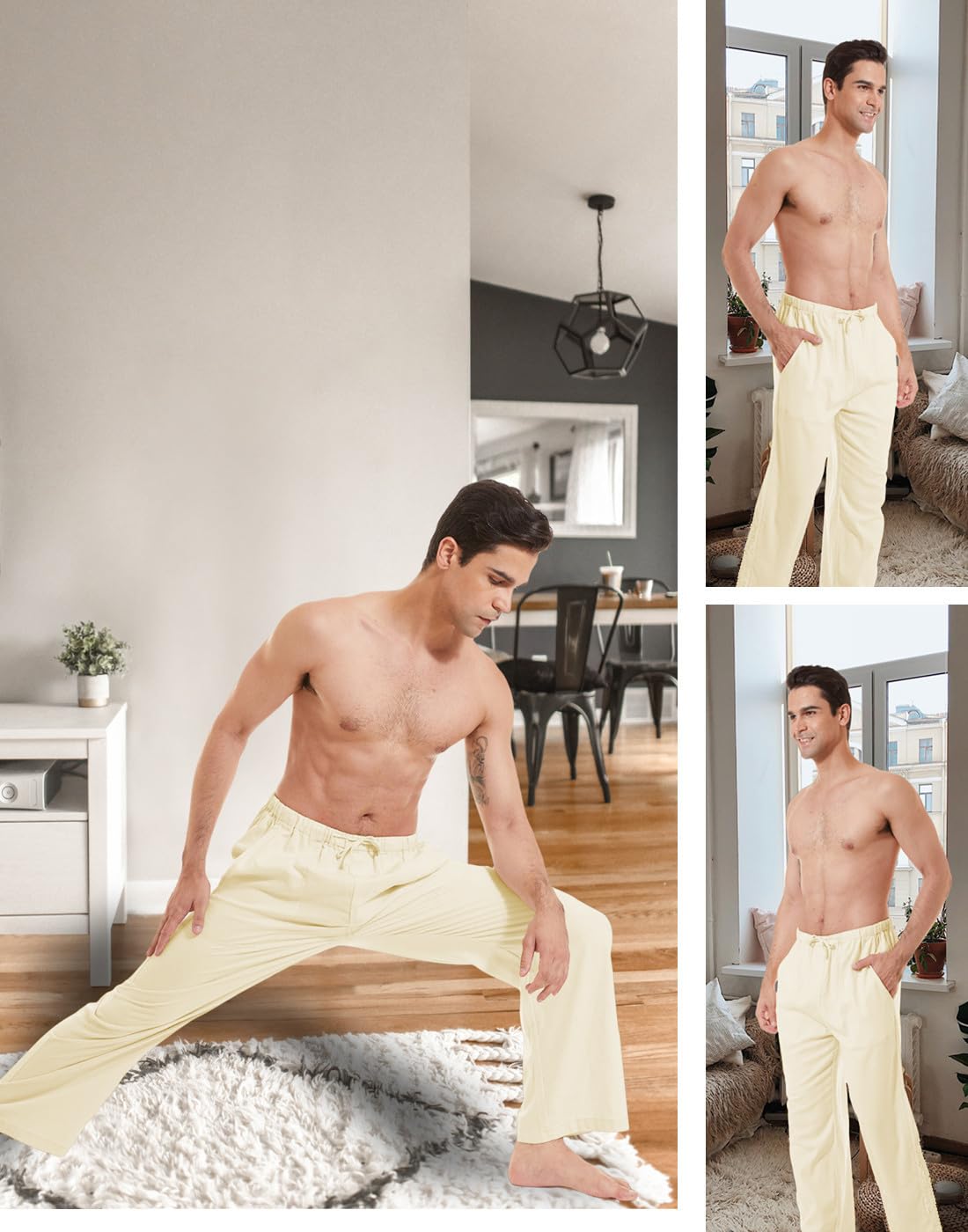 YuKaiChen Men's Linen Cotton Yoga Pants - Breathable Loose Fit Sweatpants for Yoga, Lounge & Beach | Comfortable Casual Pants for Men's Workout, Travel & Relaxation