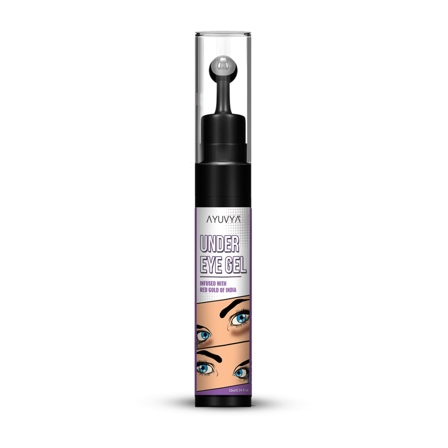 Ayuvya Under Eye Cream Gel Roll On for Men & Women - Dark Circle & Puffiness Reducer with Pomegranate, Papaya & White Rose Extracts - Anti-Aging Eye Treatment for Wrinkles & Fine Lines - Perfect for Nighttime Skincare & Morning Refreshment - 1 Pack