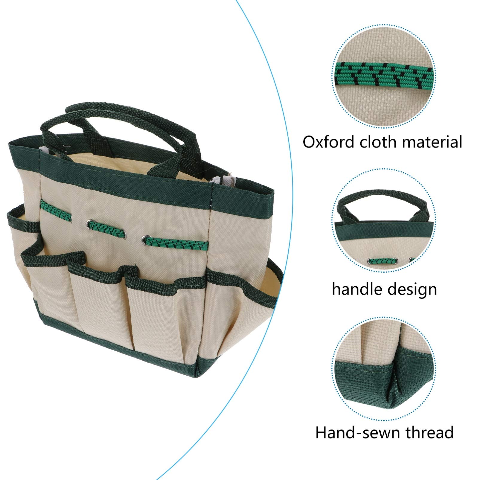 Happyyami Heavy Duty Garden Tool Bag - Durable Cloth Storage Tote with Multiple Pockets for Planting Tools, Hand Tools & Gardening Accessories - Perfect Organizer for Indoor/Outdoor Gardening, Landscaping & DIY Projects