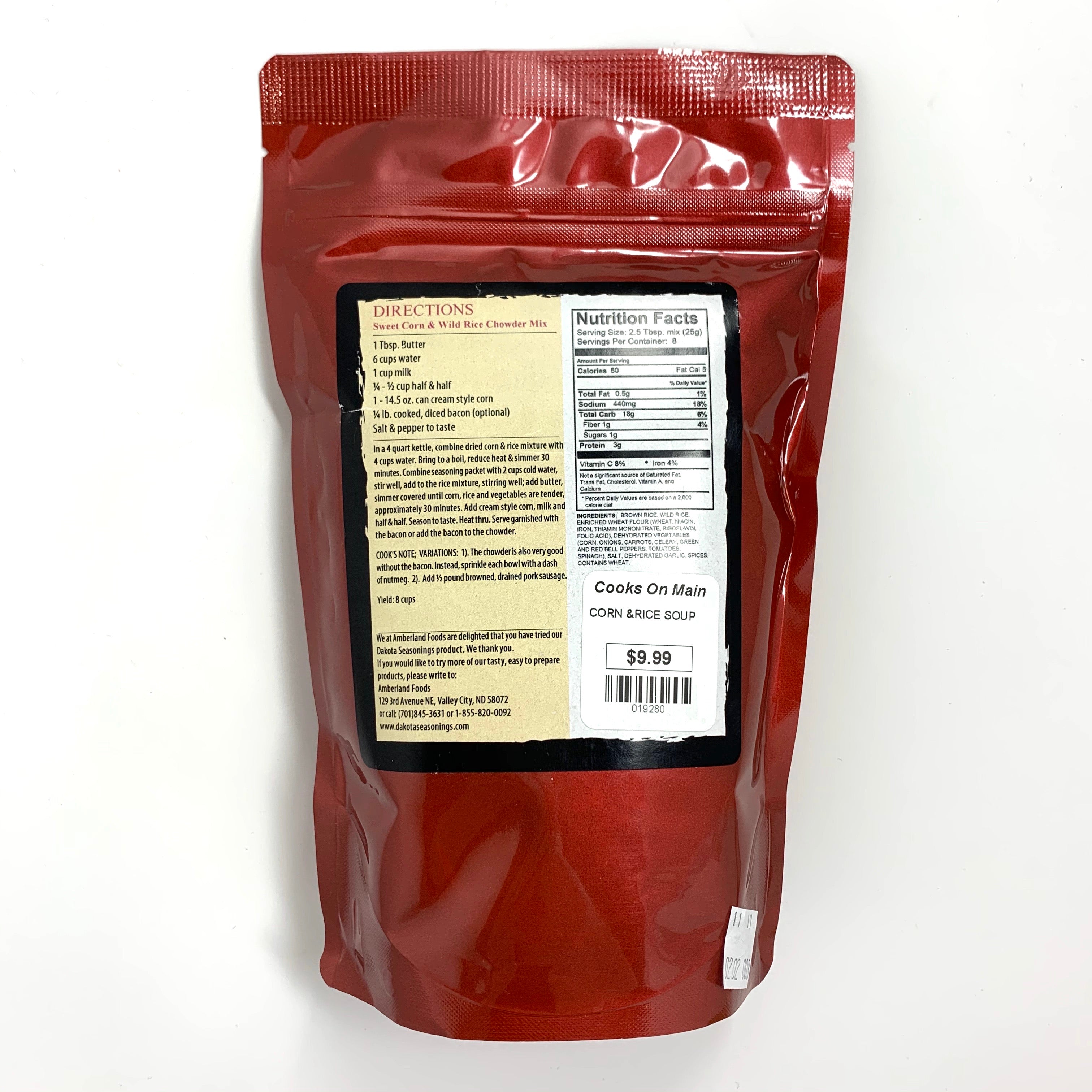 Organic Sweet Corn & Wild Rice Chowder Mix - Gluten-Free, Non-GMO Soup Mix - Perfect for Camping, Hiking & Quick Home Meals