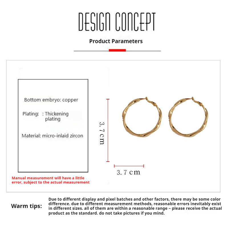 Diamond Set Metal Hoop Earrings - 18K Gold Plated Elegant Dangle Earrings for Women | Perfect for Parties, Weddings & Everyday Wear