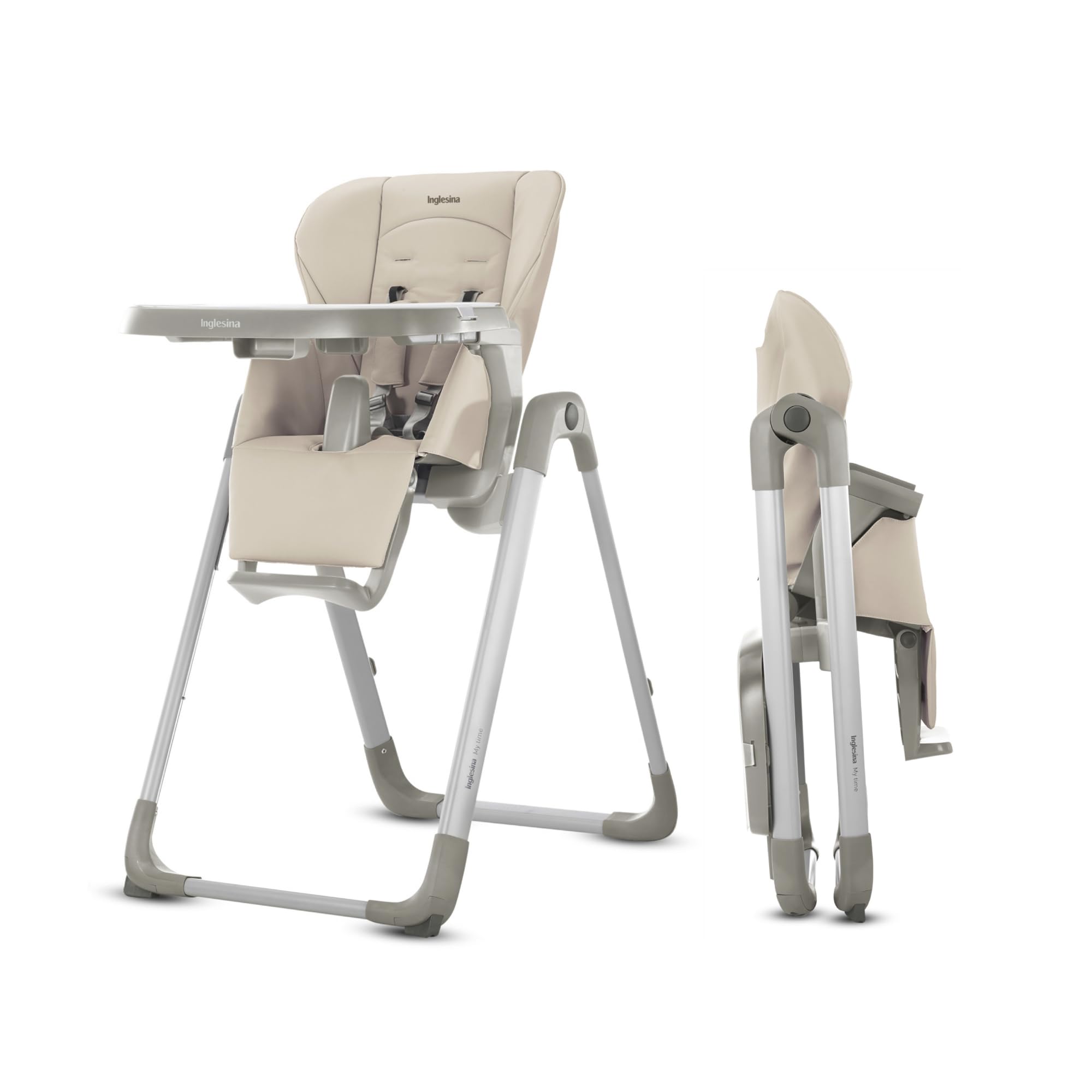 Inglesina My Time Highchair in Butter - Adjustable Baby & Toddler High Chair with 4 Height & 3 Recline Positions | Foldable, Easy Assembly, BPA-Free | Removable Tray for Quick Cleaning | Perfect for Dining, Weaning & Family Mealtime