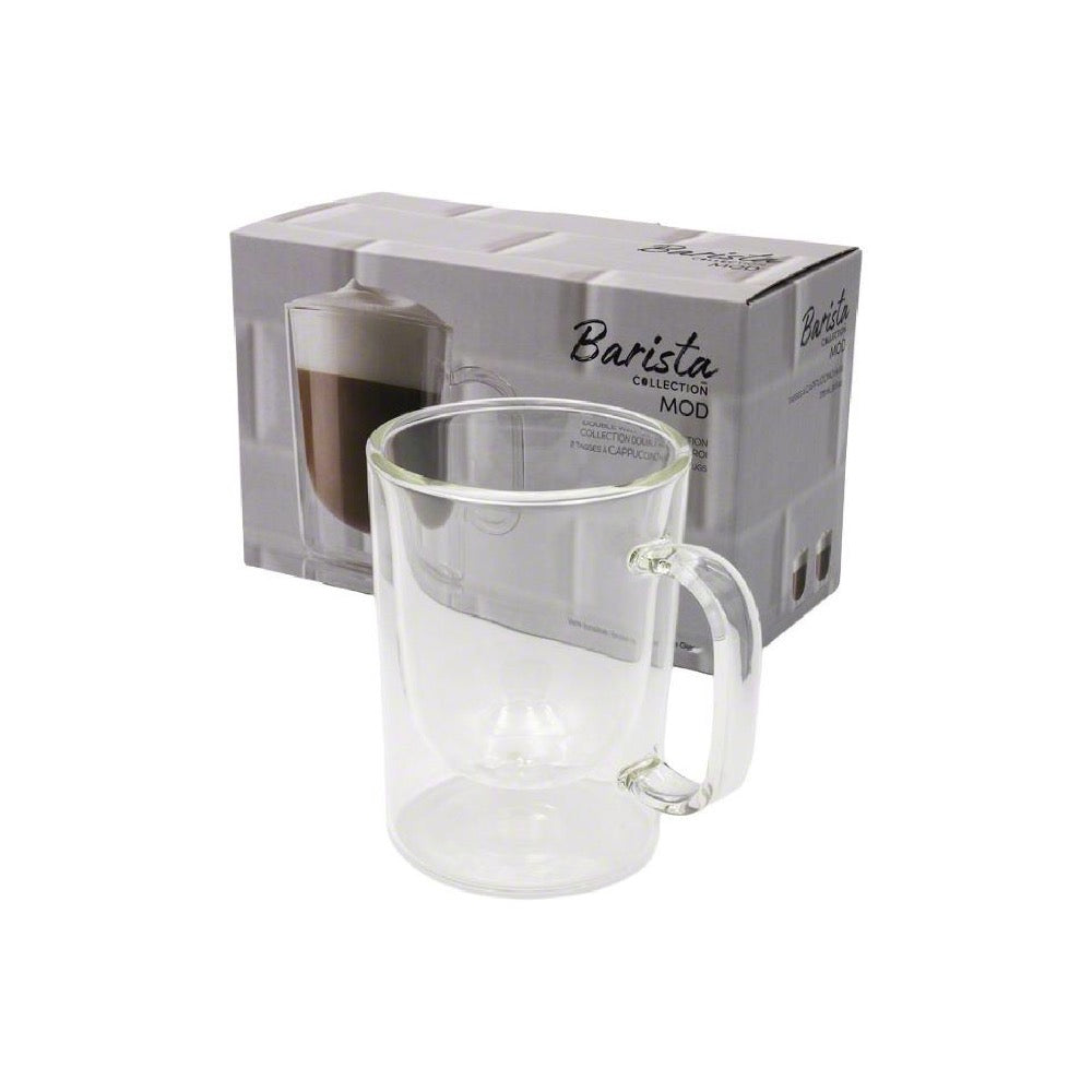 Barista Mod Cappuccino Mugs - 12oz Ceramic Coffee Cups with Handle, Perfect for Latte, Espresso & Hot Chocolate - Ideal for Home, Cafe & Office Use