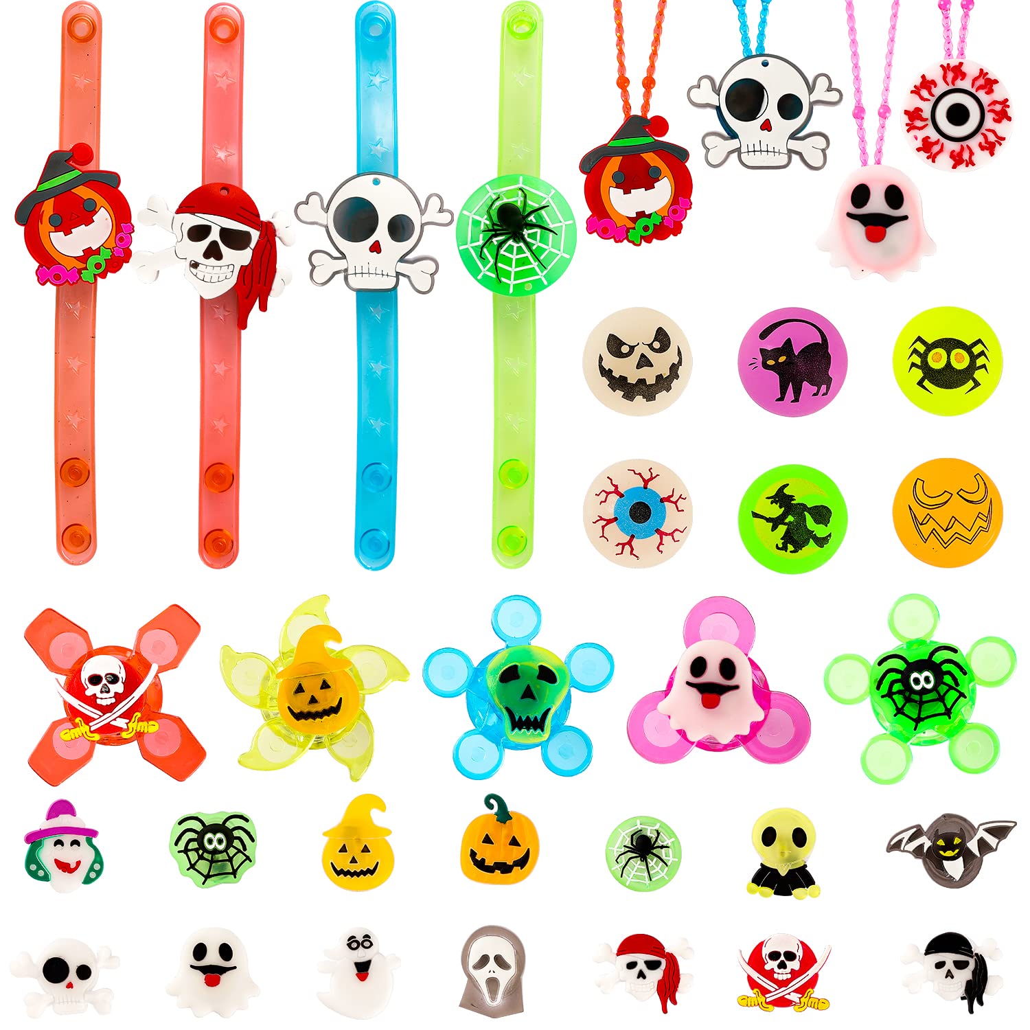 **57 PCS Halloween Party Favors for Kids - LED Flash Rings & Light Up Necklaces, Glow in the Dark Halloween Decorations & Toys, Perfect for Trick-or-Treating, Classroom Treats & Spooky Party Supplies**