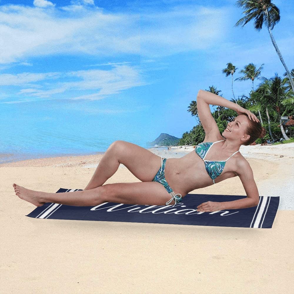 Custom Personalized Beach Towels for Men & Adults - Quick Dry Duck Blue Towel with Name - Perfect for Pool, Beach, Vacation & Summer Gifts