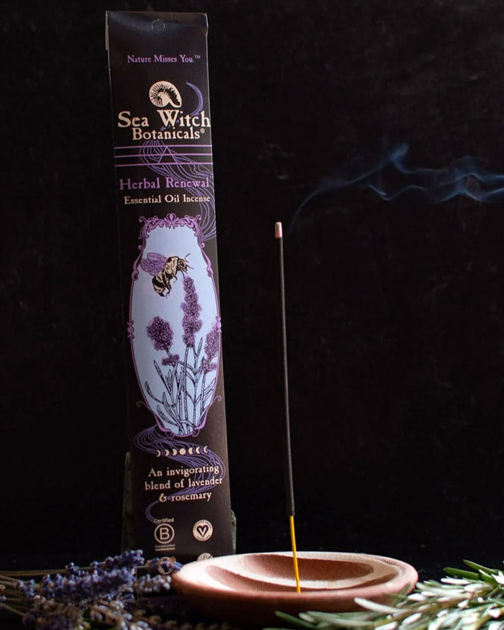 Herbal Renewal Incense Sticks - Lavender & Rosemary Scent (20 Count) | Relaxation, Meditation & Aromatherapy for Home & Yoga Studio