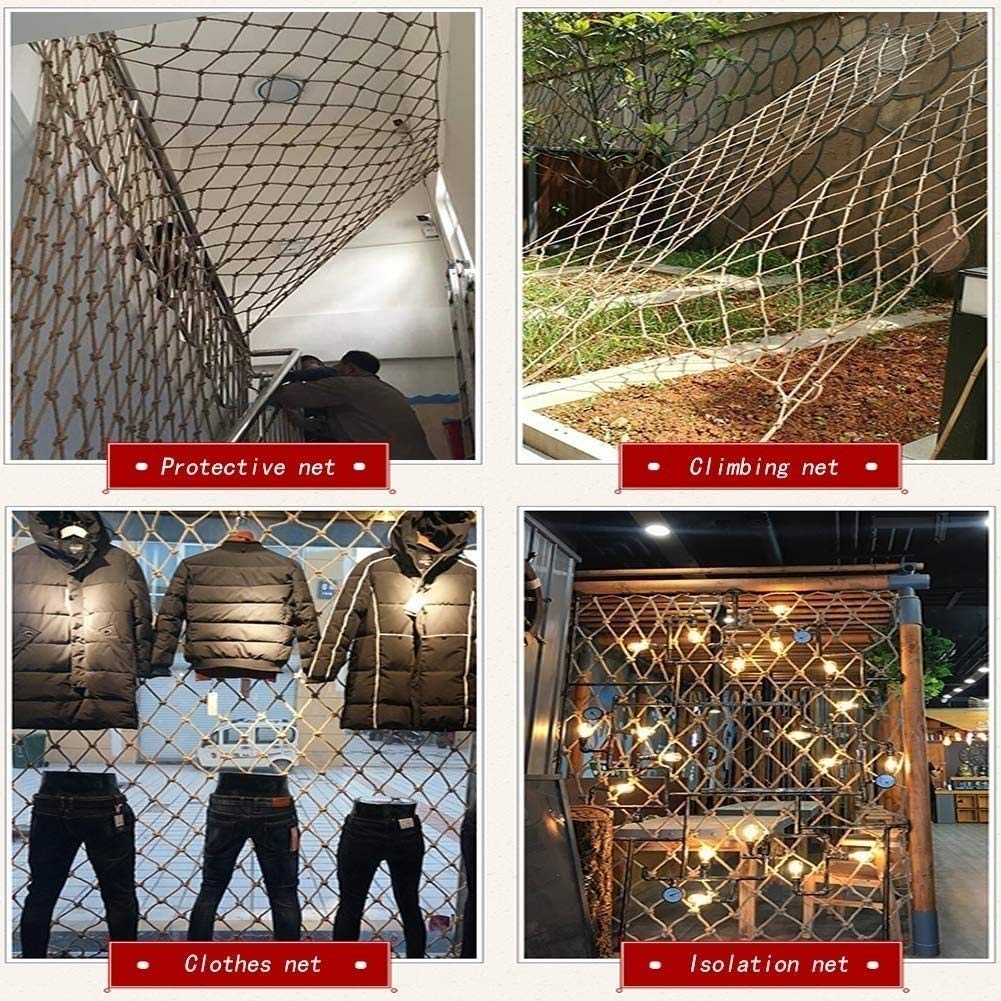 Premium Safety Net Hammock for Kids & Pets - Heavy Duty Hemp Rope Climbing Net, Stair Railing Protector, Outdoor Playground Swing, Terrace Fence & Cargo Net - 2x6m (7x20ft) - Perfect for Child Safety, Pet Protection & Outdoor Adventure Play