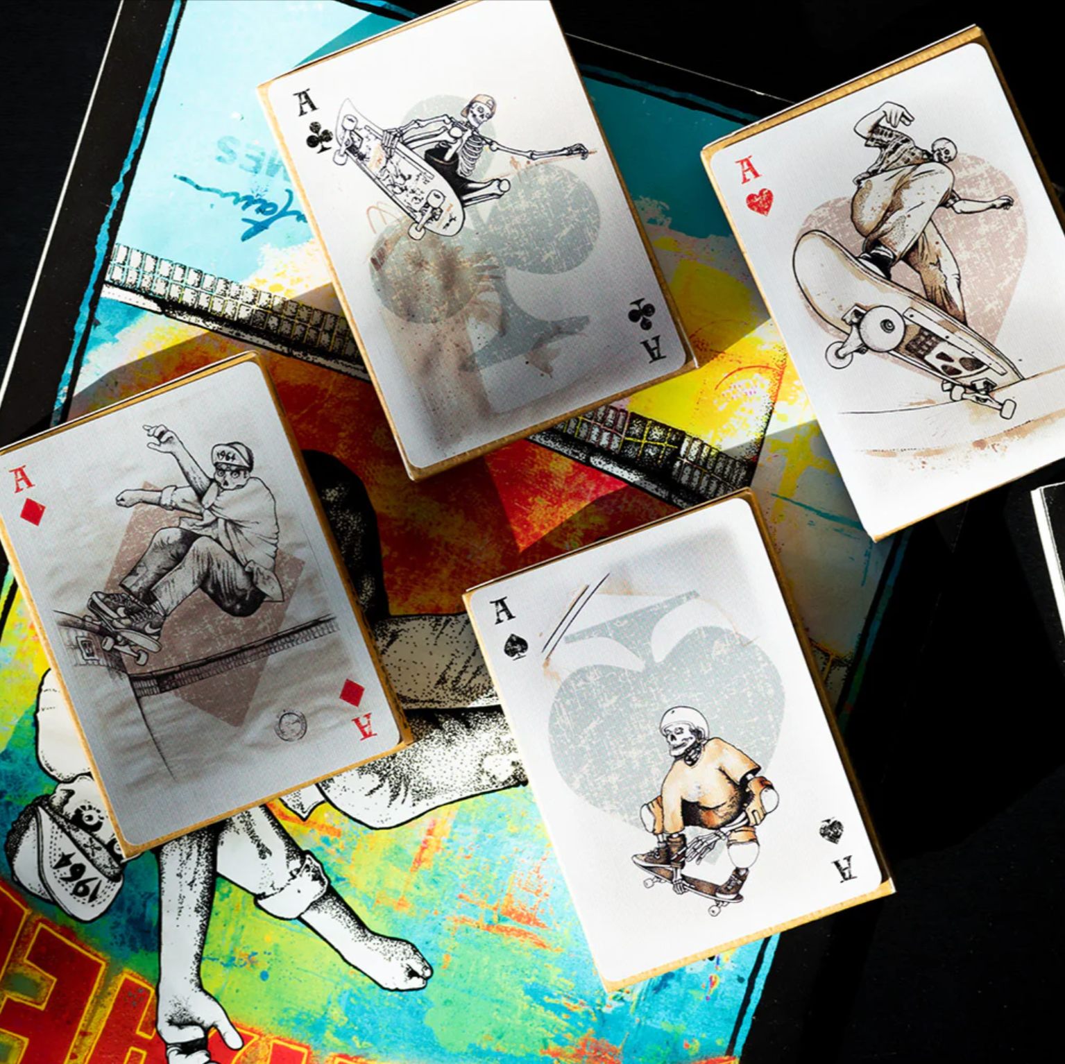 Lance Mountain Skating Skeletons Playing Cards - Premium Deck for Skateboarders, Collectors & Card Game Lovers - Perfect for Parties, Gifts & Game Nights