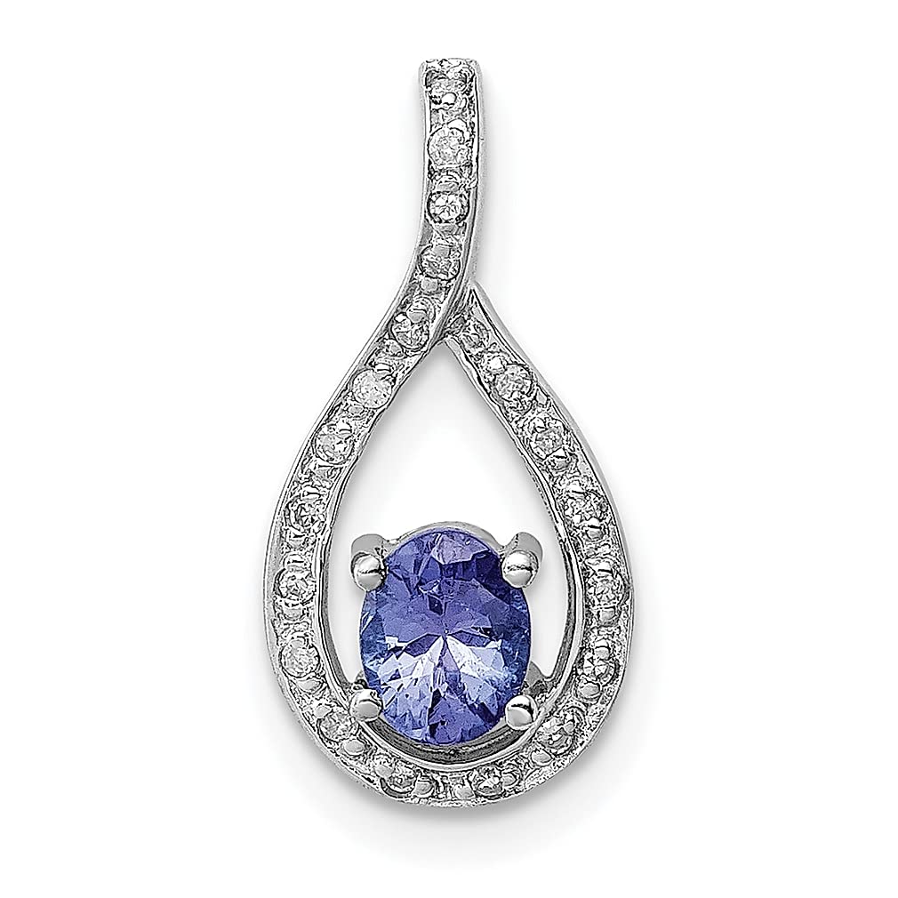 925 Sterling Silver Blue Tanzanite & Diamond Pendant Necklace for Women | Elegant Gemstone Slide Chain Jewelry | Perfect Gift for Her | Birthday, Anniversary & Special Occasions