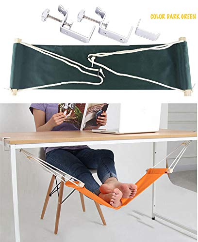 Upgraded Portable Adjustable Foot Hammock with Hook - Ergonomic Under Desk Foot Rest for Home Office, Study & Airplane Travel - Space Saving Corner Desk Organizer for Work & Relaxation (Green) - Perfect for Long Hours Sitting, Gaming & Home Office Comfort