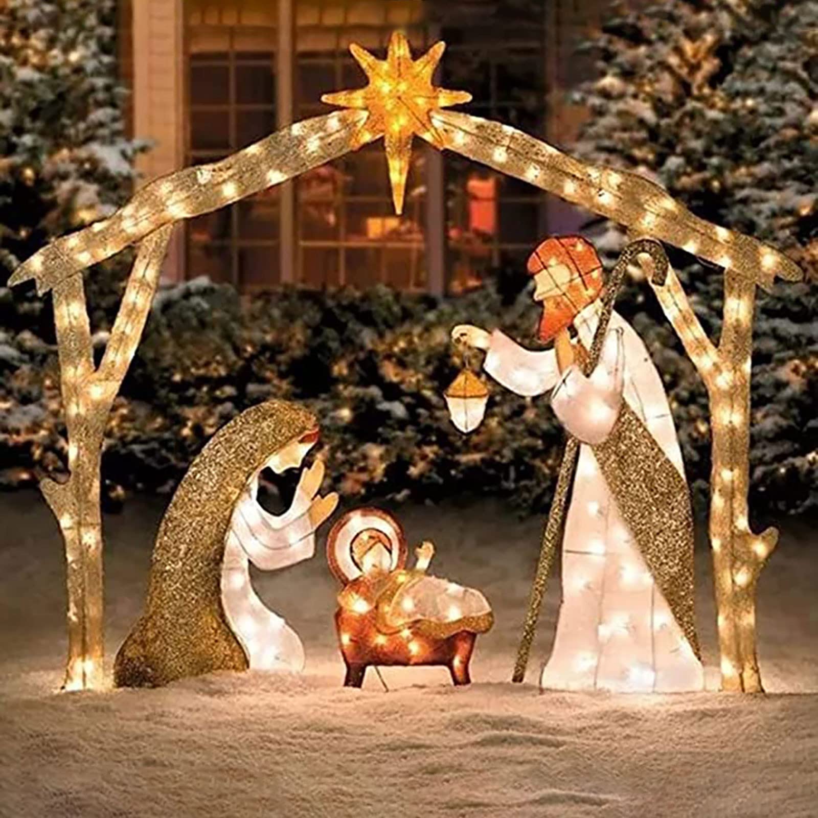 Lighted Outdoor Nativity Set with Metal Stakes - Illuminated Christmas Nativity Scene Decor for Yard, Garden & Home (Indoor/Outdoor Use) | Perfect Holiday Decoration for Christmas 2023, Winter Celebrations & Church Displays