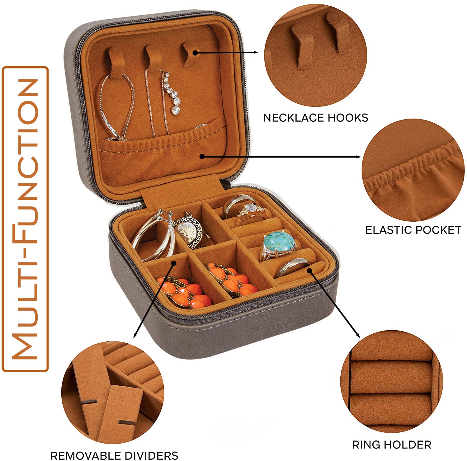 Personalized Leather Jewelry Box with Name & Zodiac Sign Engraving - Elegant Jewelry Organizer for Women, Custom Travel Jewelry Case - Perfect Birthday, Wedding, Anniversary Gift for Mom, Wife, Girlfriend (Red) - Great for Home Storage, Travel & Special Occasion Gifts