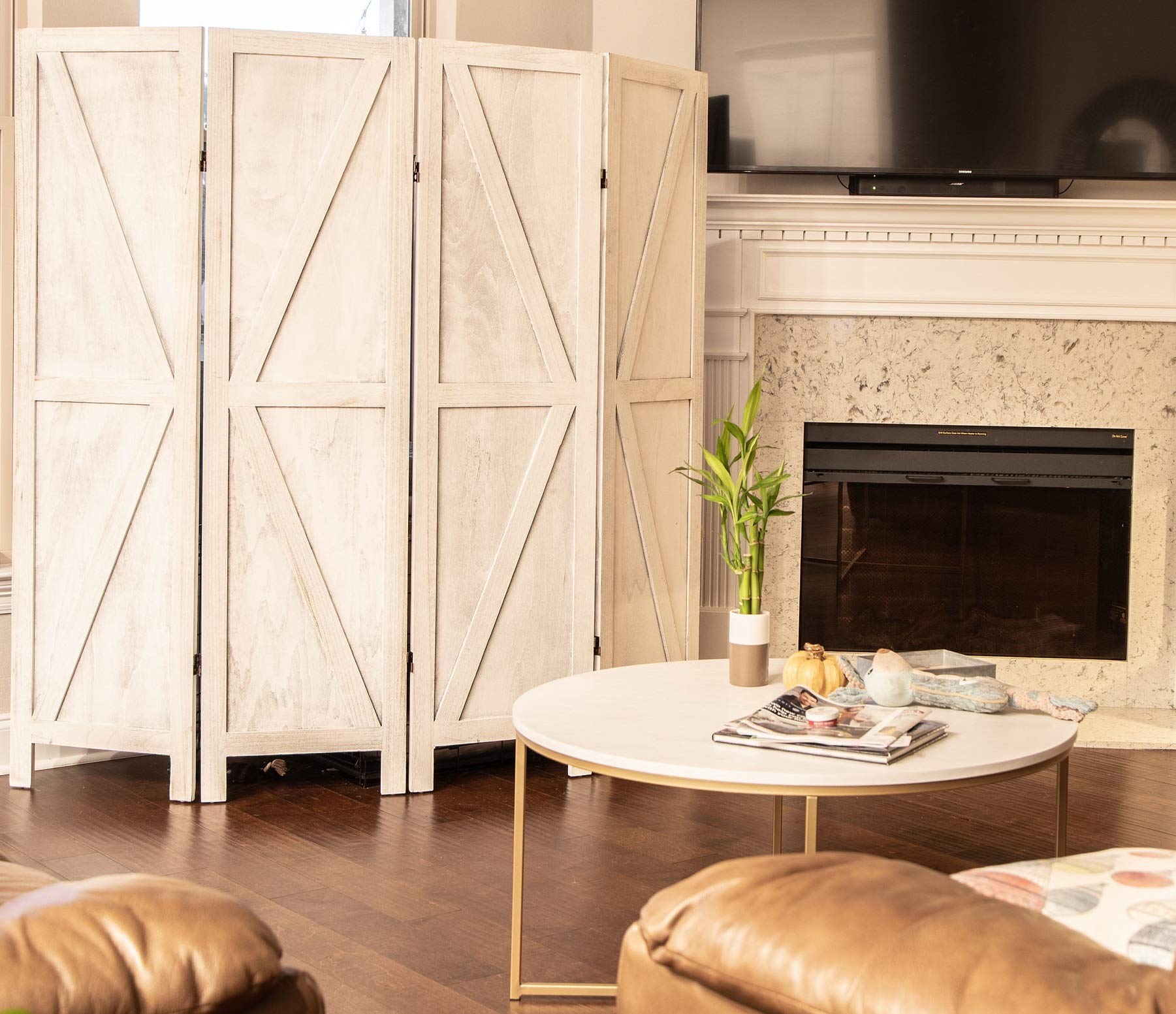 Premium 6-Panel Room Divider - Rustic Barnwood Folding Privacy Screen & Partition Wall for Home, Office, and Studio | Perfect for Creating Private Spaces in Living Rooms, Bedrooms, and Workspaces