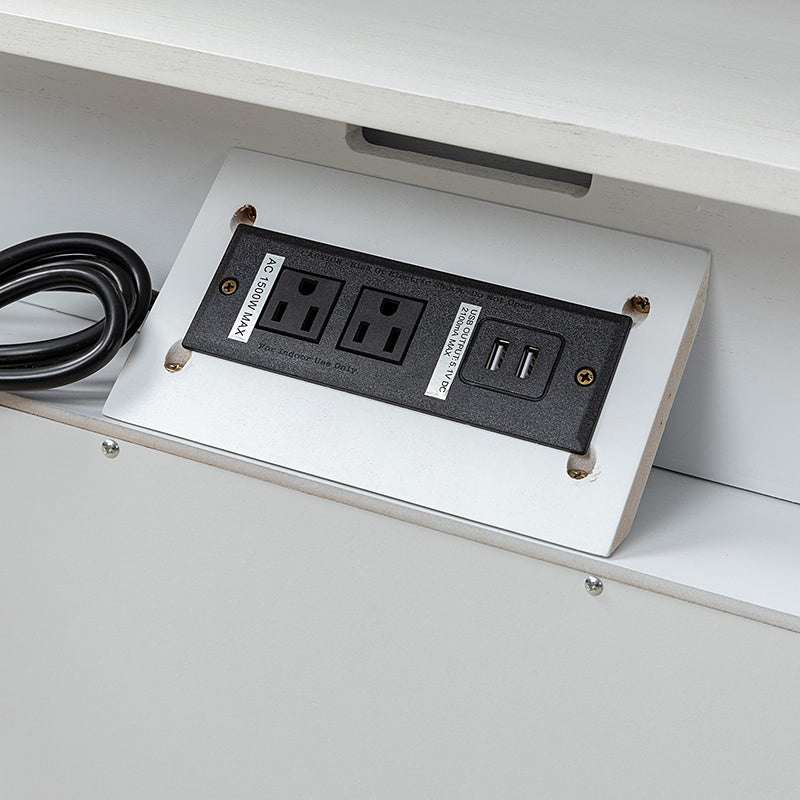 Grace 2-Drawer Nightstand with USB Charging Ports & Power Outlets - Modern Bedside Table for Bedroom, Living Room & Office Use