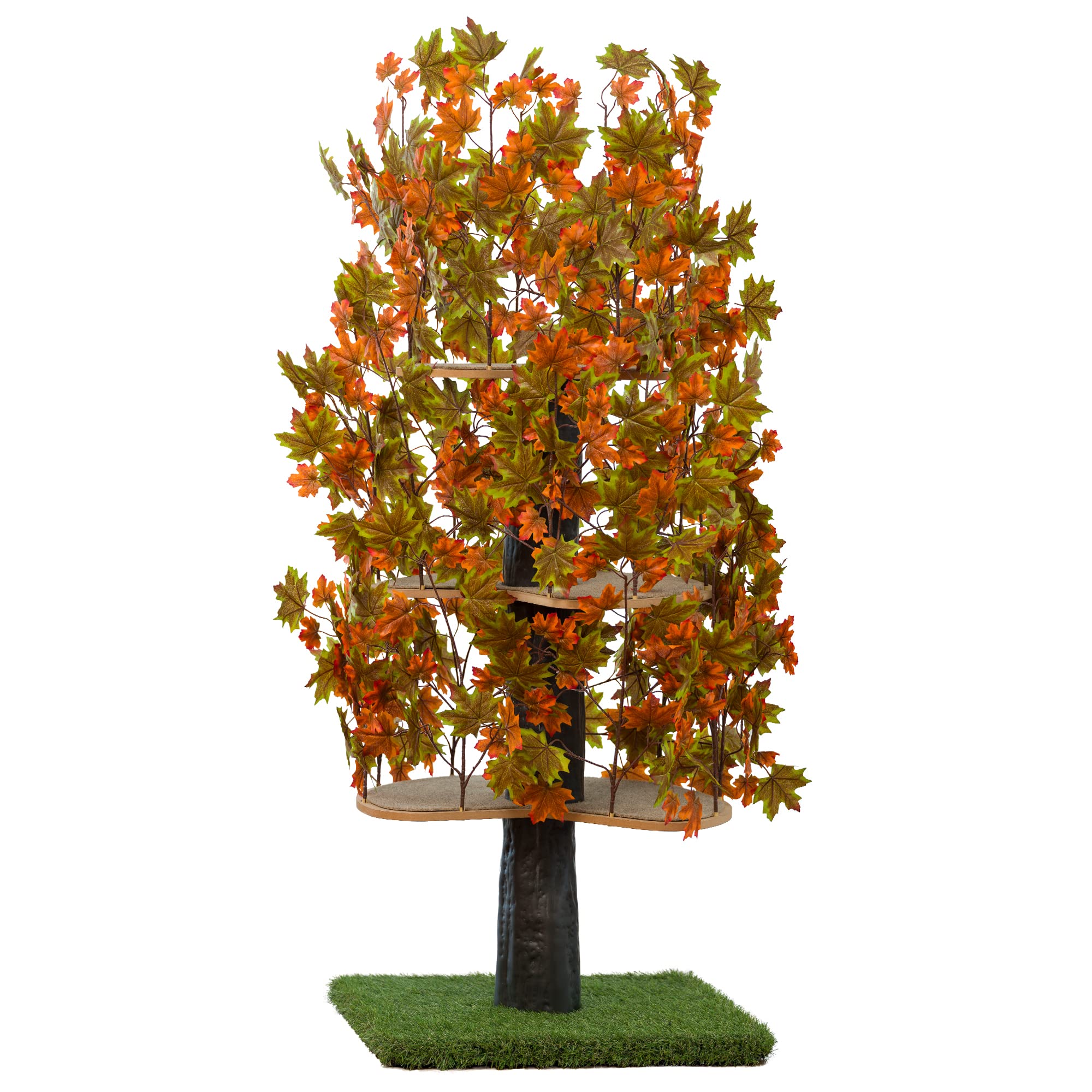 Premium Cat Tree with Leaves - Multi-Level Cat Condo & Activity Center for Indoor Cats | Durable Cat House & Climbing Tower - Perfect for Play, Rest & Exercise (Made in USA)