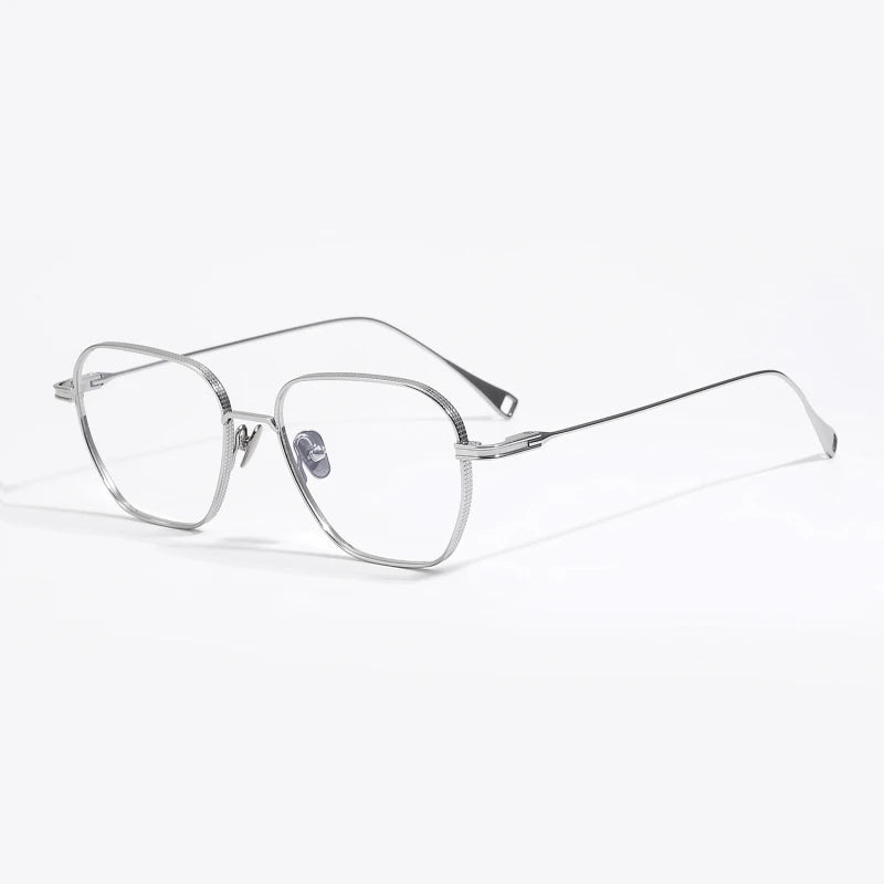 Unisex Black Titanium Square Polygon Full Rim Eyeglasses Frame 49013 - Stylish & Durable for Work, Reading & Fashion Accessories