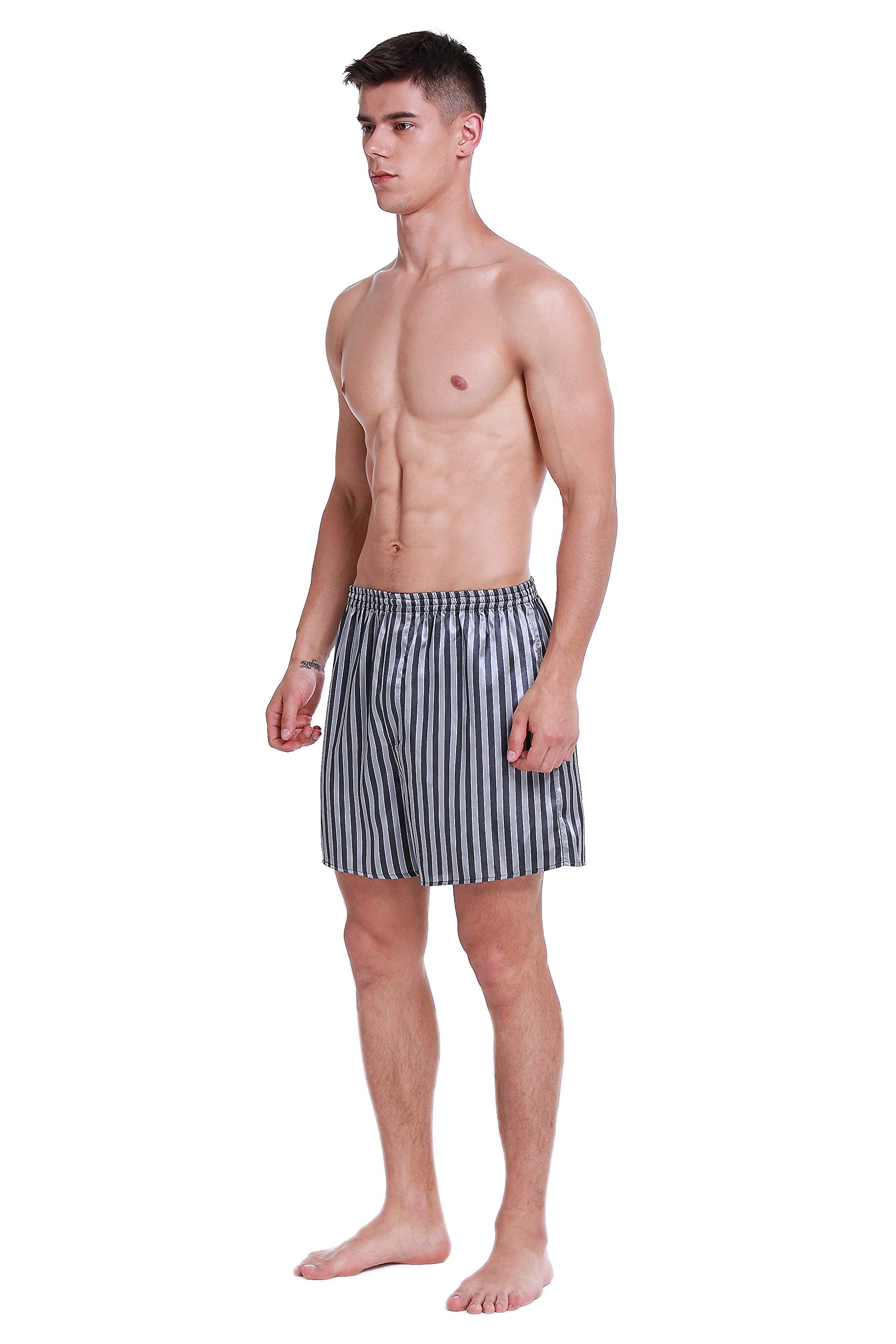 Lavenderi Men's Silk Satin Boxer Shorts - Luxury Sleepwear & Lounge Pajama Shorts for Comfortable Nightwear and Relaxing at Home