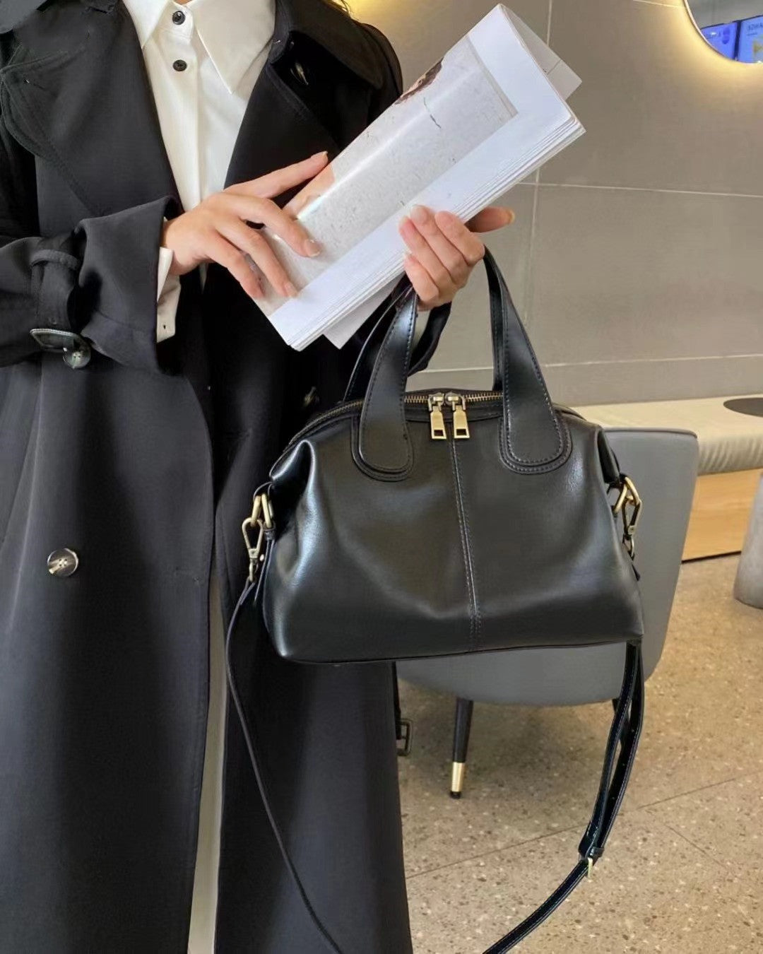 Stylish Genuine Leather Tote Bag for Women - Professional Work Bag with Multiple Pockets - Perfect for Office, Business Meetings & Daily Commute