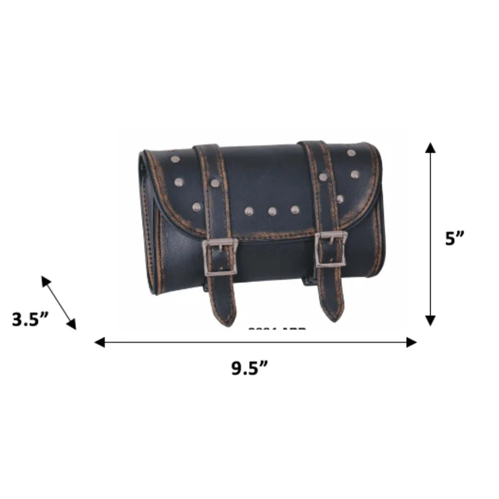 Open Road Studded Leather Tool Bag - Durable & Stylish for Motorcycle Riders & Mechanics | Perfect for Bike Maintenance & DIY Projects