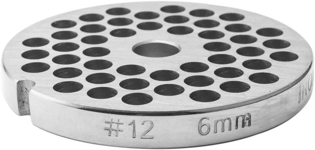 Premium #12 Stainless Steel Meat Grinder Plate - 1/4 Inch (6mm) Holes for Perfect Ground Meat - Ideal for Home Kitchens, Butcher Shops & Sausage Making