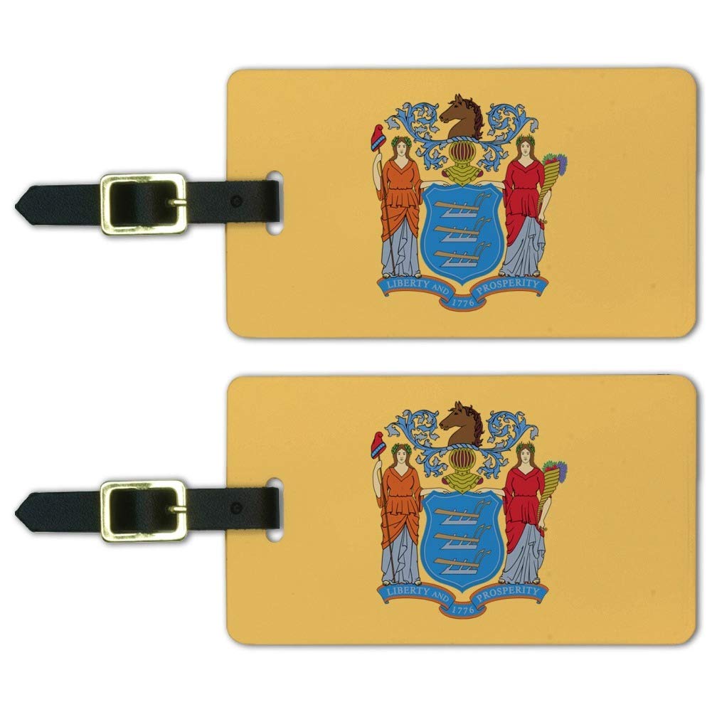 New Jersey State Flag Luggage ID Tags - Set of 2 Durable Suitcase Tags for Carry-On Bags, Perfect for Travel Identification and Lost & Found Protection