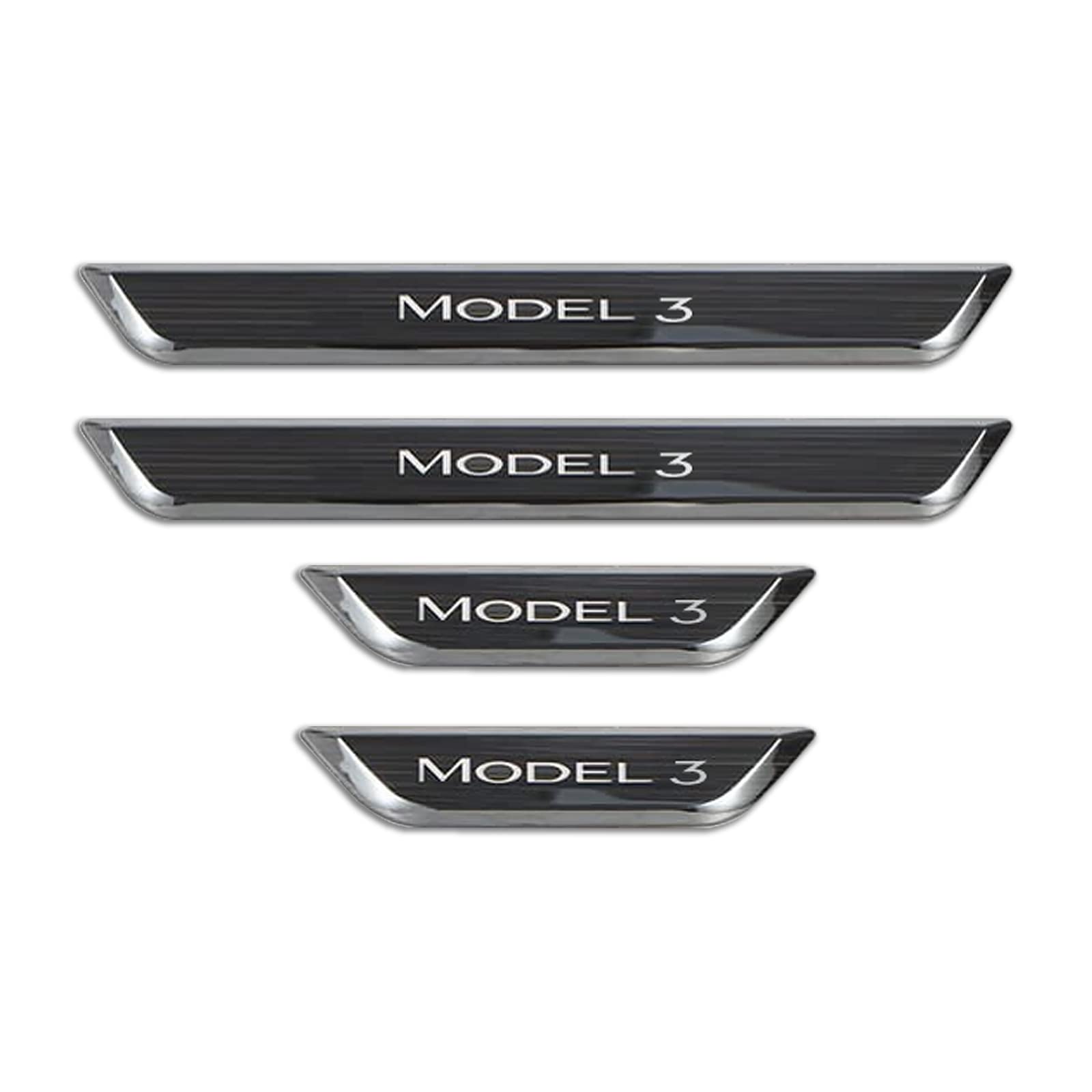 Tesla Model 3 LED Illuminated Door Sill Protectors (4-Piece Set) - Anti-Scratch Scuff Plates with Custom Lighting for 2018-2022 Models - Premium Black Entry Guards for Stylish Car Protection & Nighttime Visibility