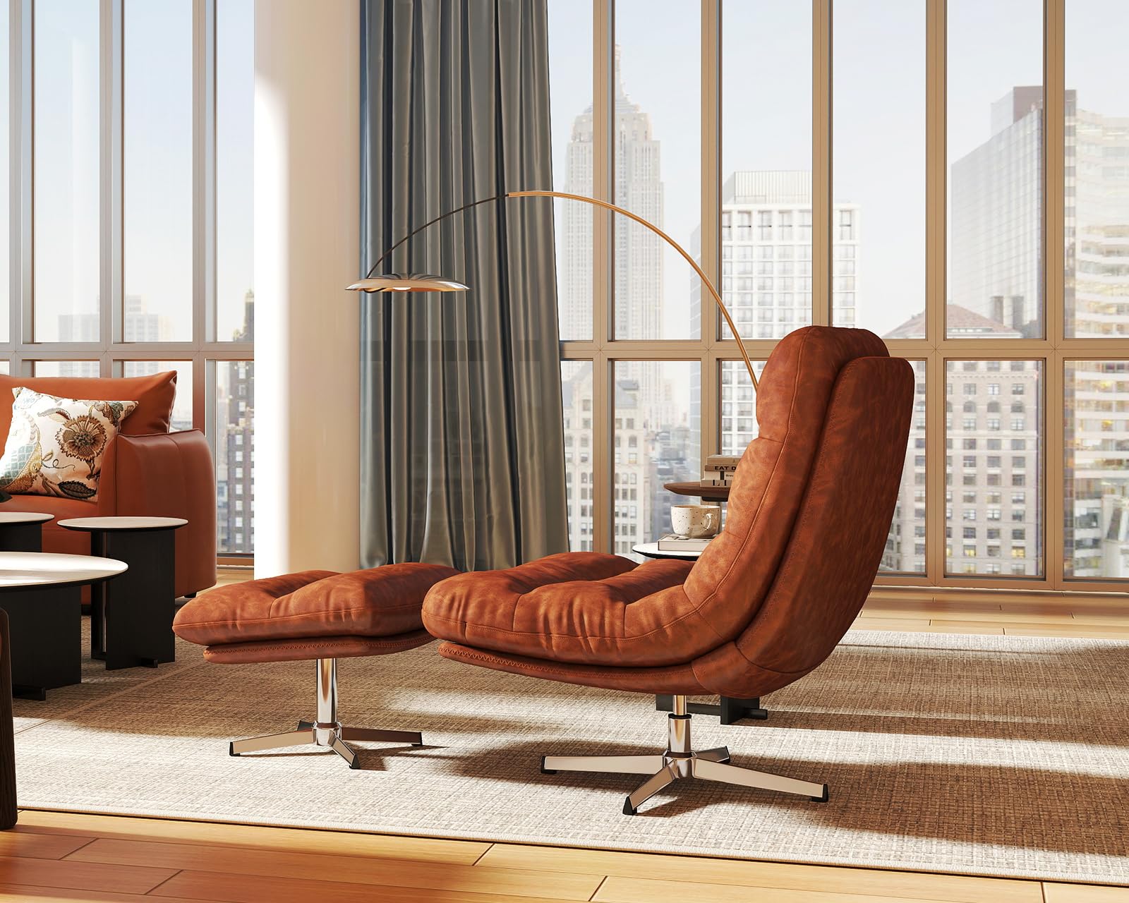 Modern Swivel Accent Chair with Ottoman Set - 33