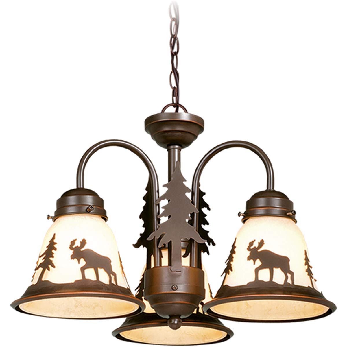 3-Light Burnished Bronze Moose Ceiling Fan Light Kit - Rustic Wildlife Lodge Lighting for Cabin, Hunting Lodge & Western Home Decor