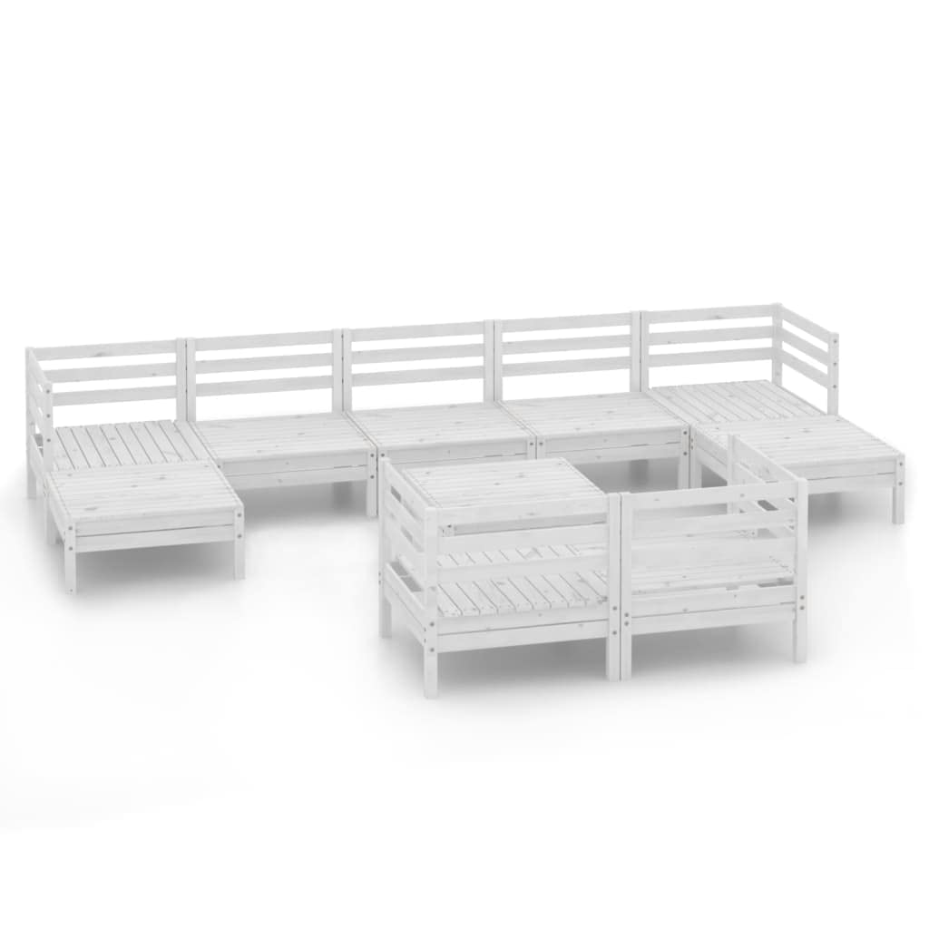 10-Piece White Solid Pinewood Outdoor Patio Furniture Set - All-Weather Resistant Garden Dining Table & Conversation Sofa for Backyard, Poolside, and Deck Relaxation