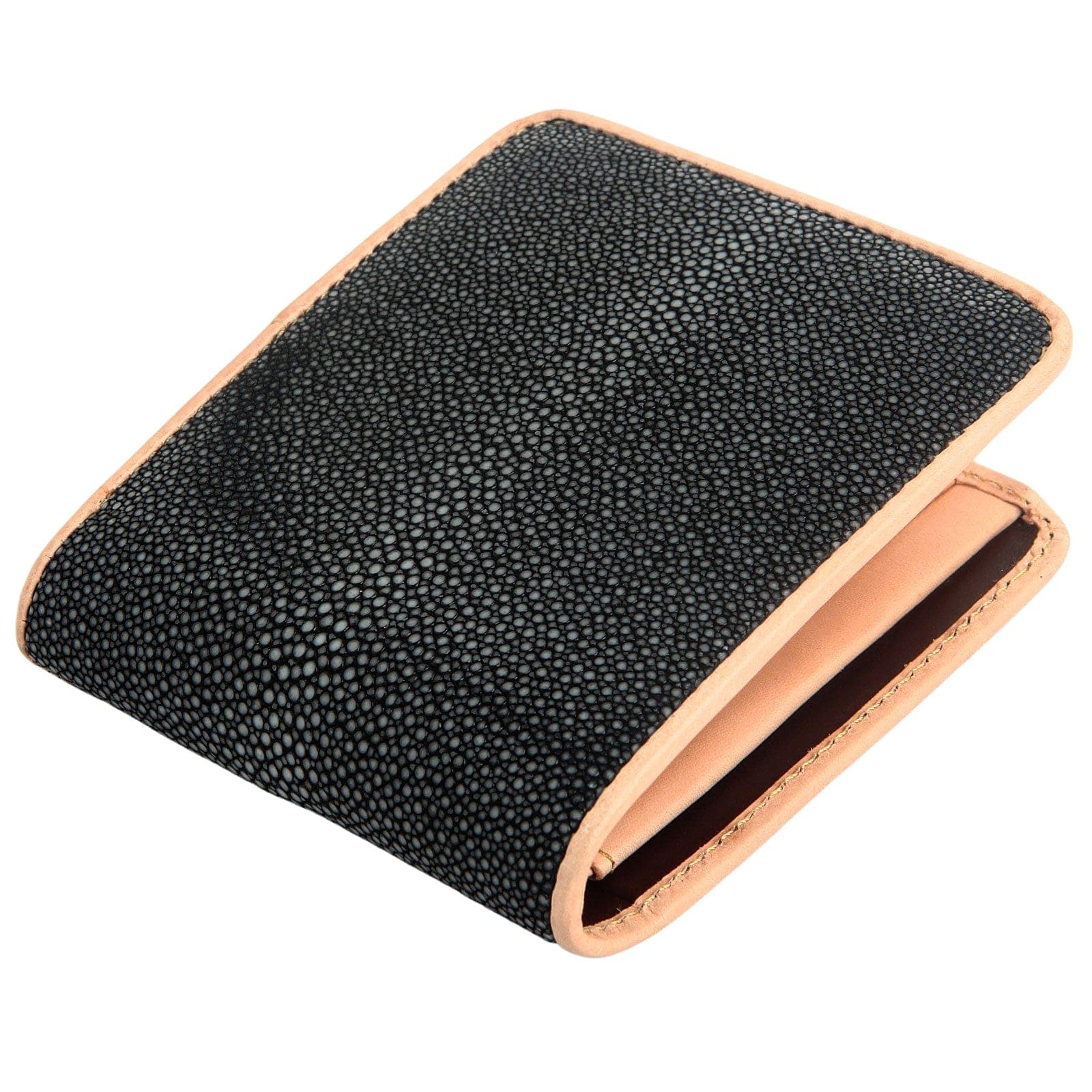 Premium Black Polished Genuine Stingray Leather Wallet for Men - Slim RFID Blocking Bifold Wallet - Luxury Gift for Dad, Husband, Boyfriend - Perfect for Business, Travel & Everyday Use