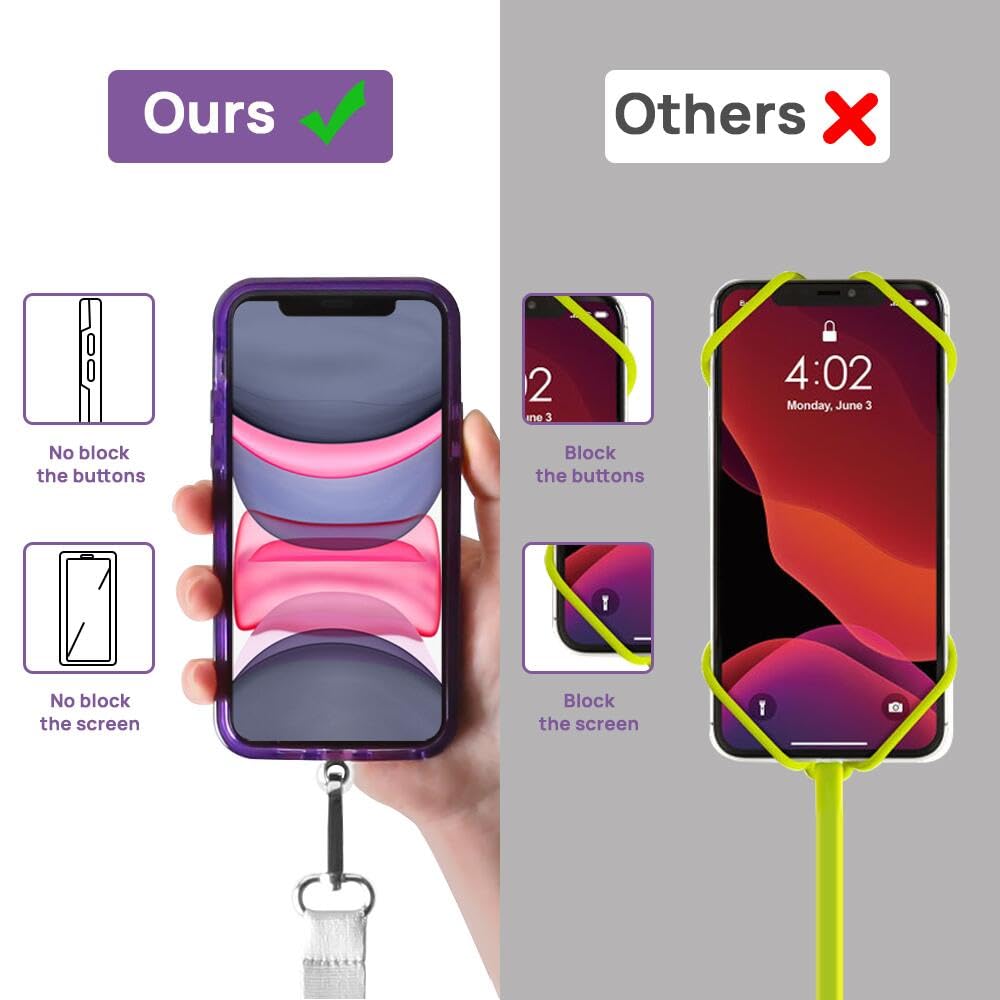 Adjustable Universal Phone Lanyard with 6 Tether Tabs - Crossbody Neck Strap Compatible with All Smartphones (3 Pack) - Perfect for Work, Travel, and Outdoor Activities