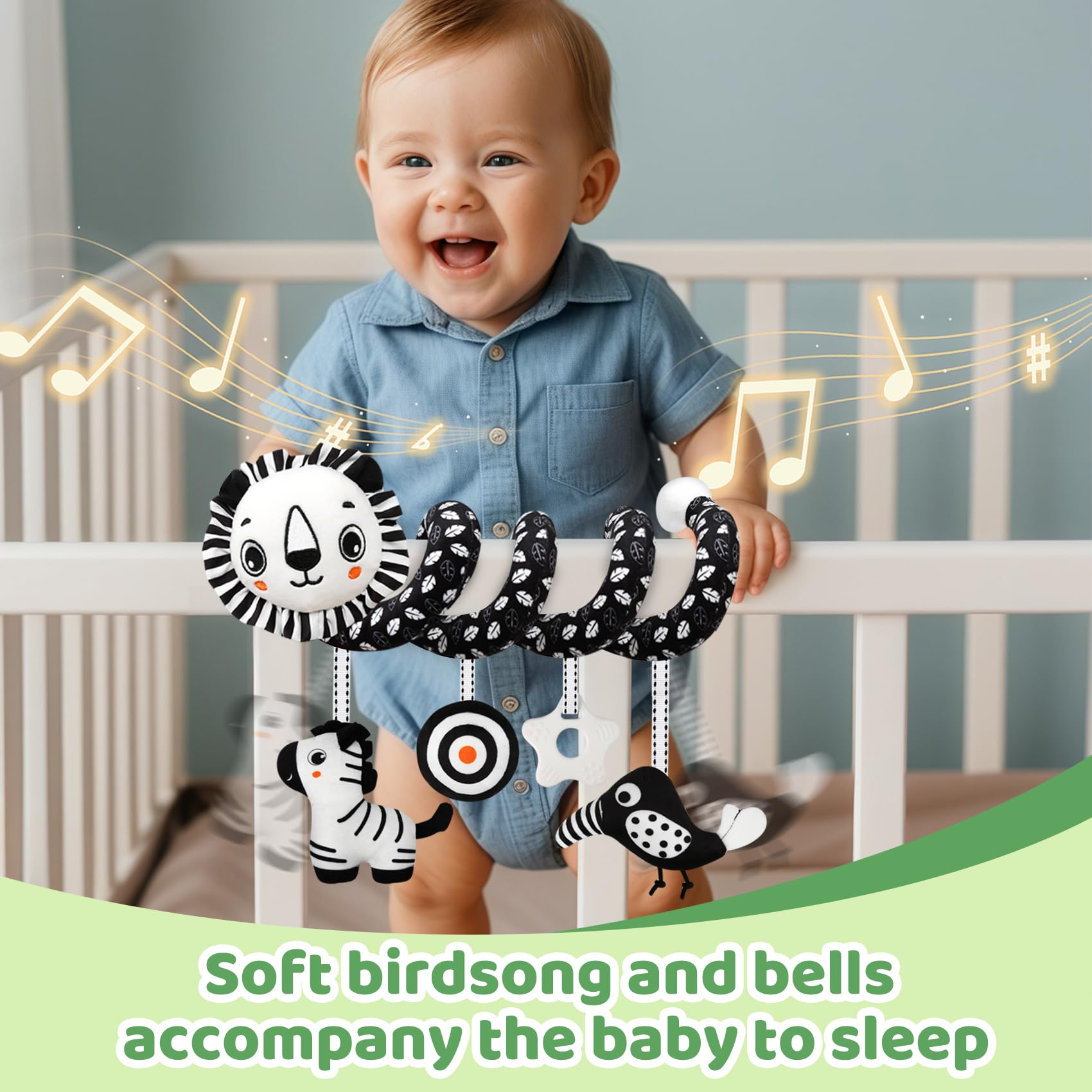 High Contrast Black and White Baby Toys for Newborns 0-6 Months - Sensory Development Hanging Car Seat & Stroller Toys | Perfect Easter, Birthday & Baby Shower Gift for Boys & Girls | Stimulates Visual Growth & Soothing During Travel