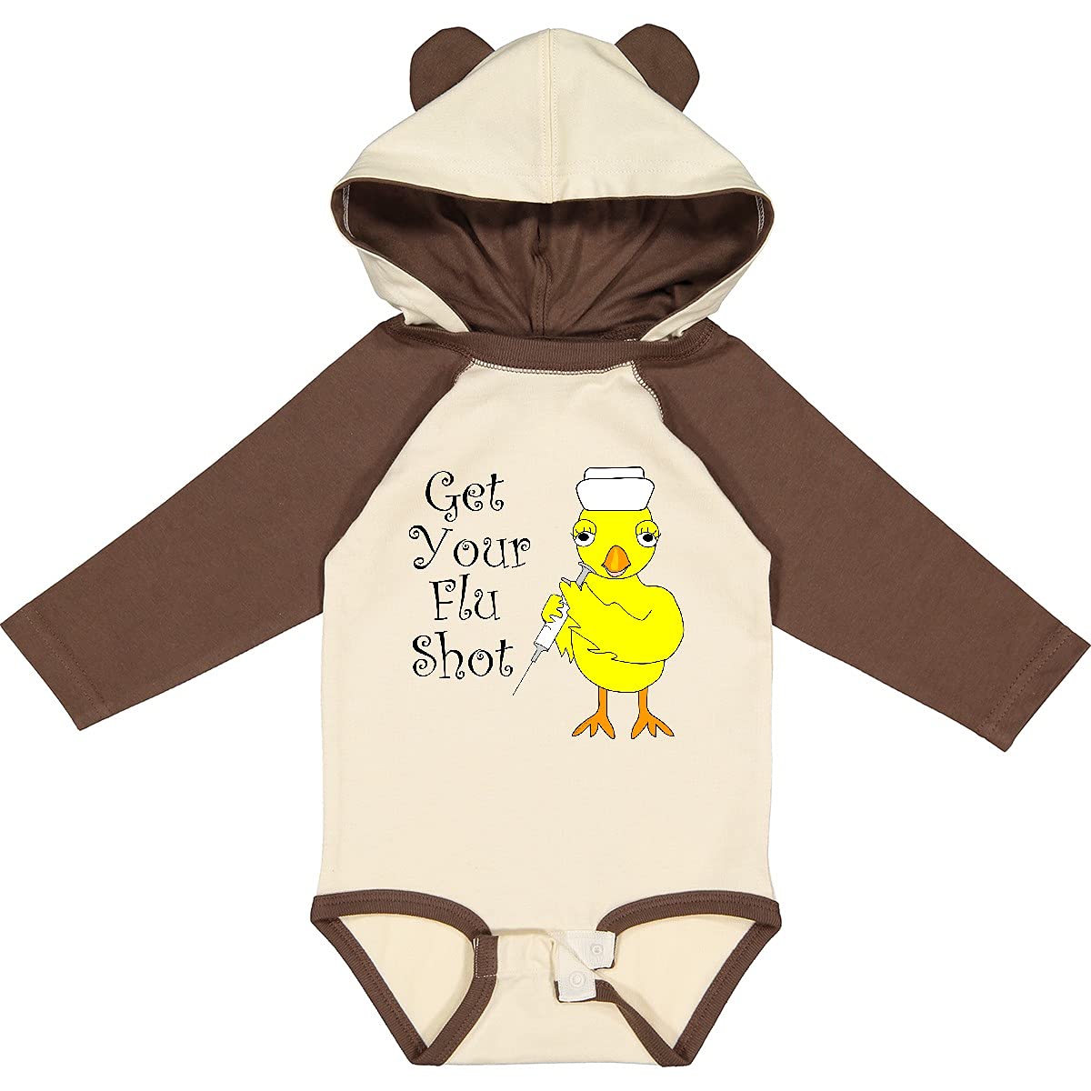 Inktastic Nurse Flu Shot Chick Long Sleeve Baby Bodysuit - Cute Infant Outfit for Vaccination Day & Doctor Visits