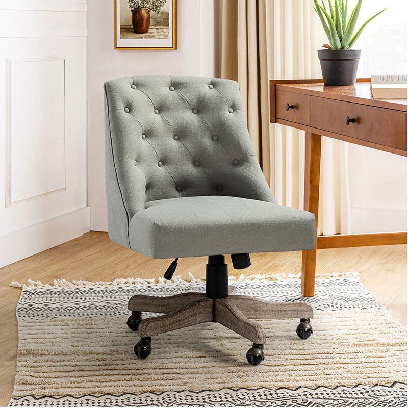 Estelle Upholstered Tufted Office Chair - Ergonomic Desk Chair with Lumbar Support for Home & Office Workspace | Comfortable Computer Chair for Long Hours Sitting