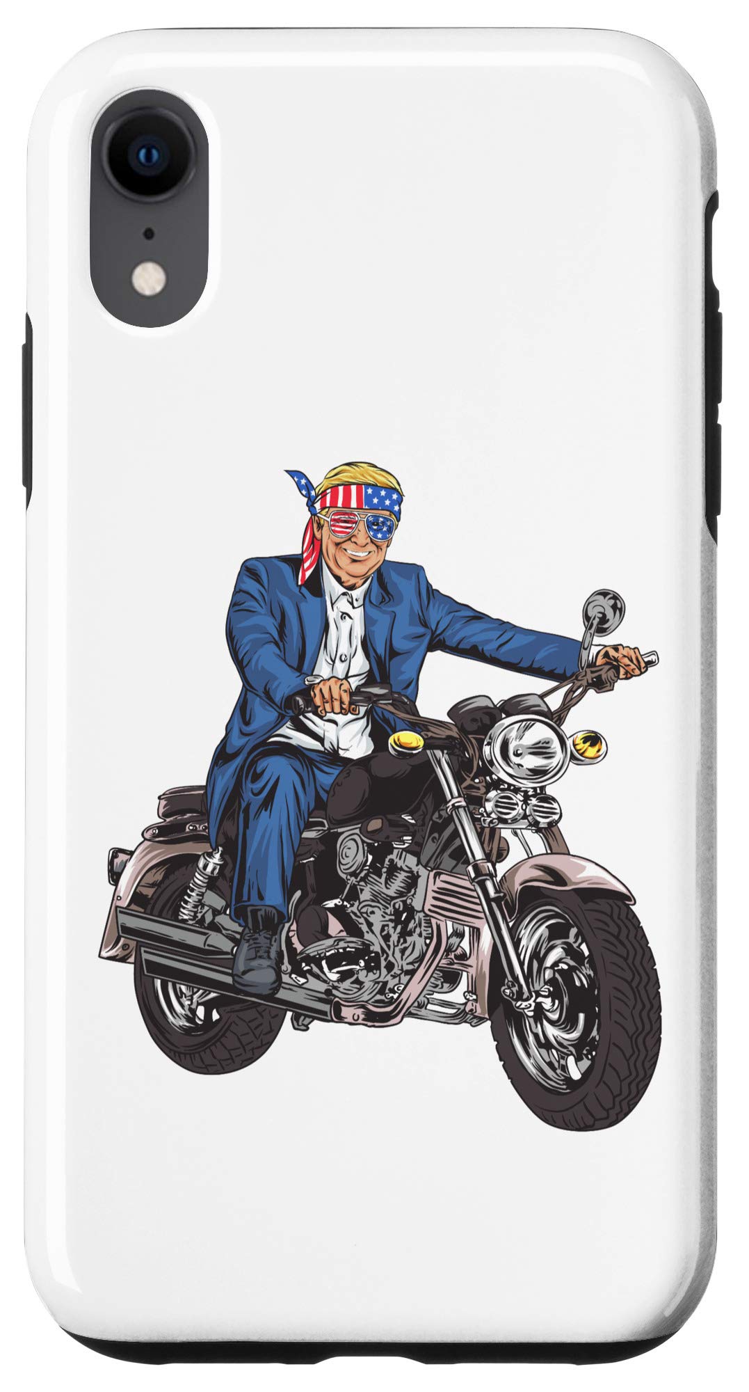 iPhone XR Trump 2020 Patriotic Phone Case - American Flag Design Biker Case for Trump Supporters | Perfect for Political Rallies, Motorcycle Rides & Conservative Events