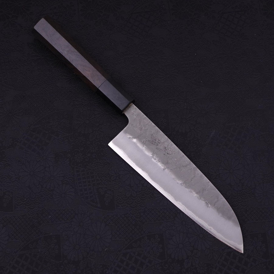 Premium Santoku Knife - Blue Steel #2 Nashiji Stainless Clad with Ebony Handle - 165mm Japanese Chef Knife - Perfect for Slicing, Dicing & Chopping Vegetables, Meat & Fish