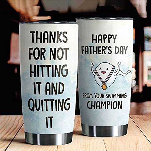 Funny Sperm Design 20oz Tumbler - Unique Father's Day Gift for Dad from Daughter or Son - Perfect for Coffee, Tea & Office Use - Swimming Champion Humor Gift