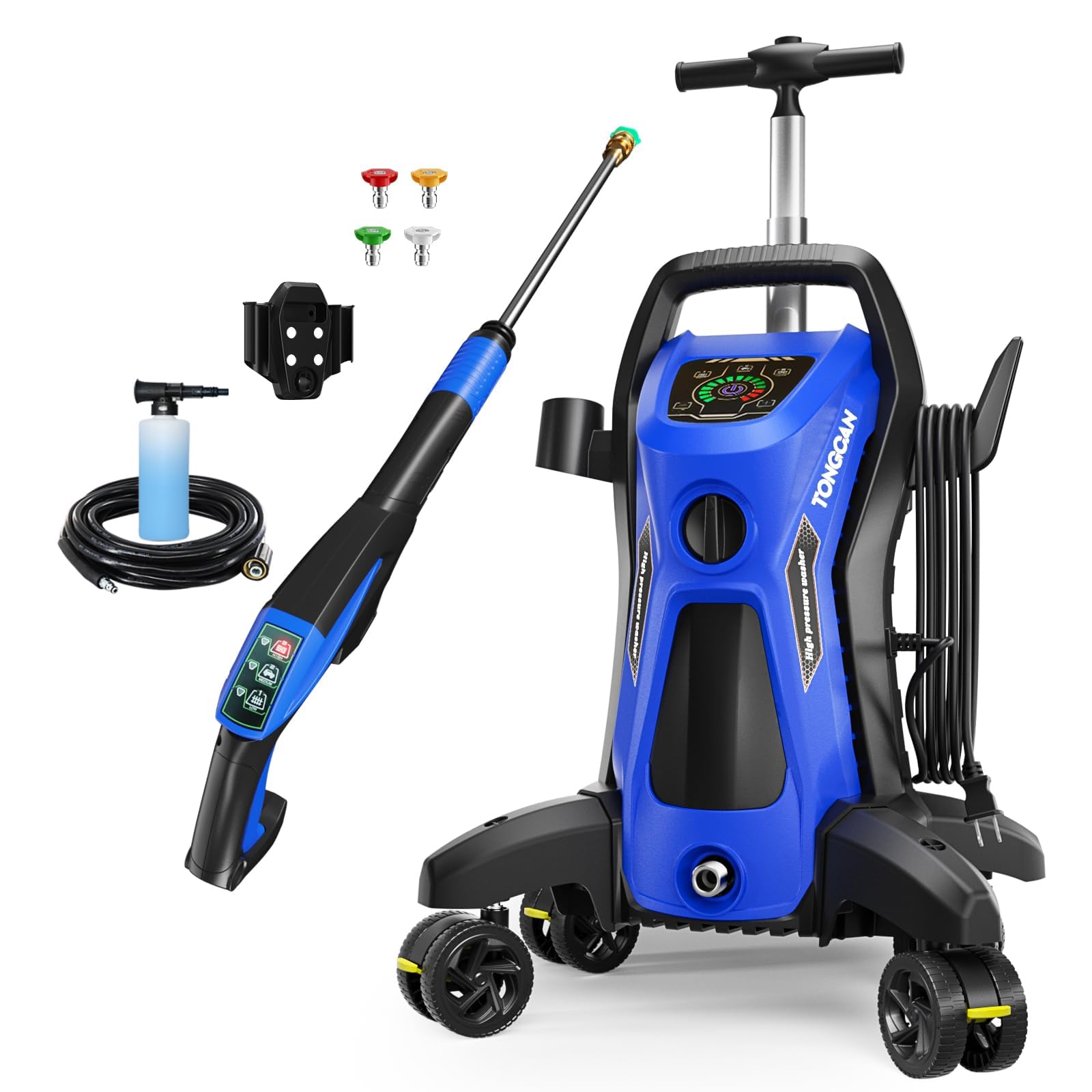 4500 PSI Electric Pressure Washer with 3.2 GPM Flow, Upgraded Spray Handle & Smart Control - 4 Anti-Tipping Wheels for Easy Mobility - Perfect for Driveway Cleaning, House Washing, Deck & Patio Maintenance