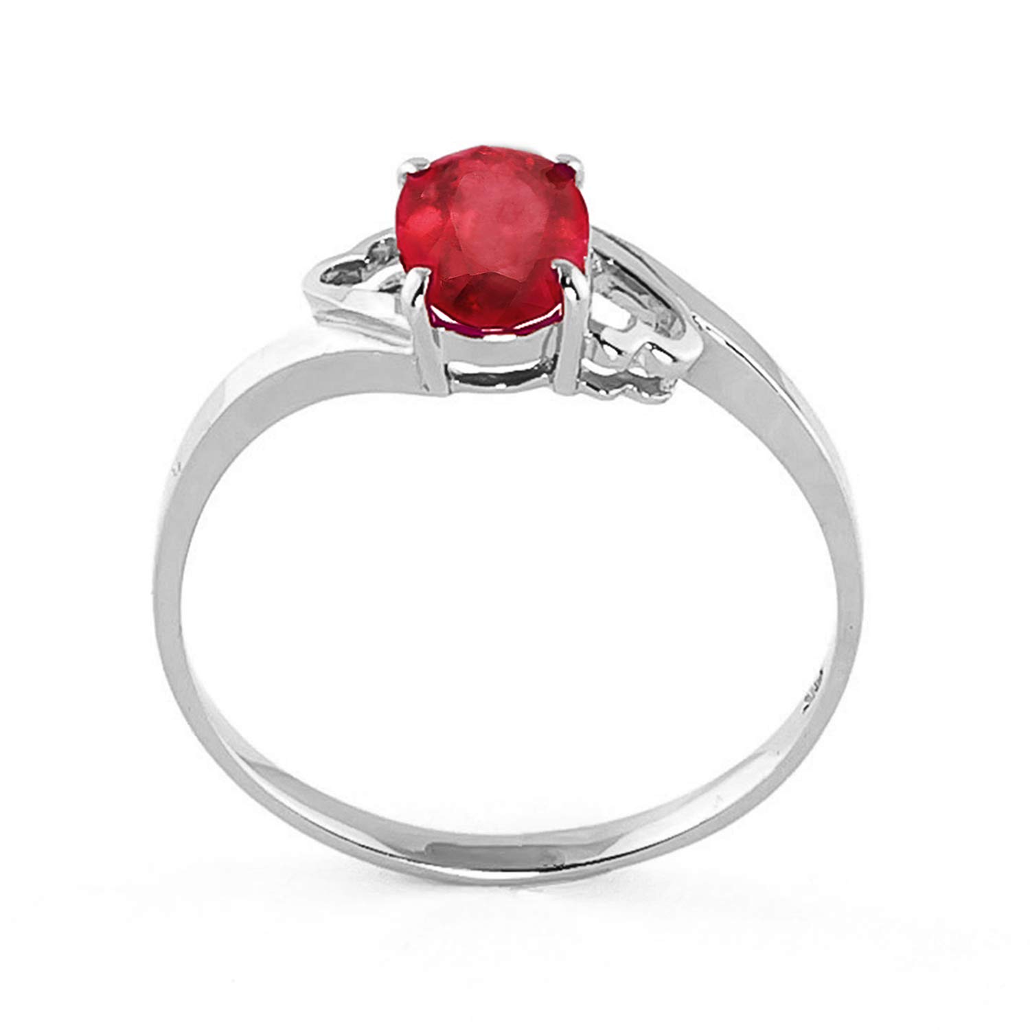14K Solid White Gold Ring with 1.15ct Oval Ruby - Galaxy Gold GG Collection | Elegant Jewelry for Weddings, Anniversaries & Special Occasions