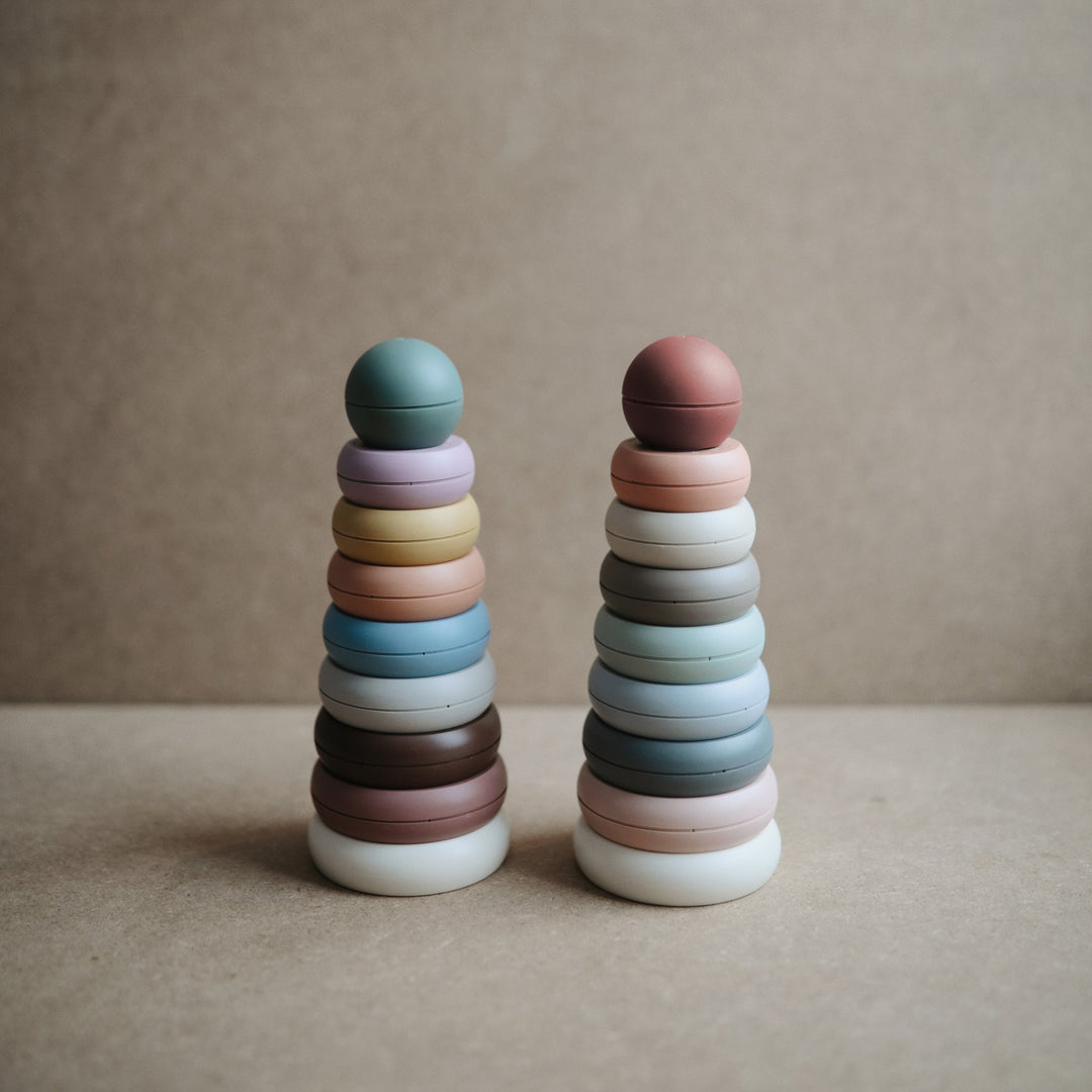 Mushie Stacking Rings Toy for Babies & Toddlers - Montessori Educational Wooden Rainbow Stacker for Early Learning, Fine Motor Skills Development - Perfect for Playtime, Daycare & Sensory Play Activities
