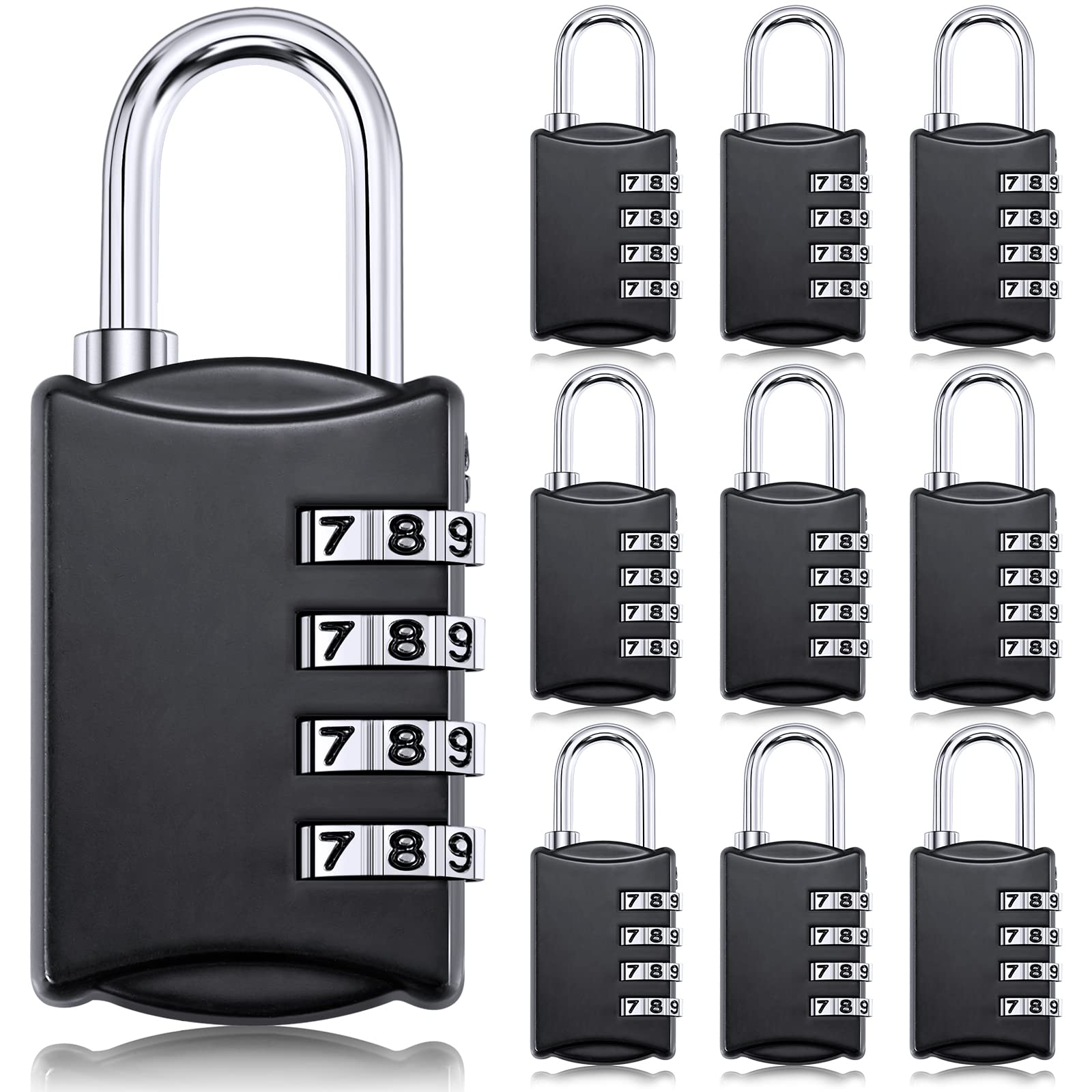 10 Pack 4 Digit Combination Locks - Small Waterproof Padlocks for Luggage, Toolbox, Gym Lockers, Suitcases & Storage | Secure Travel, Outdoor & Employee Use