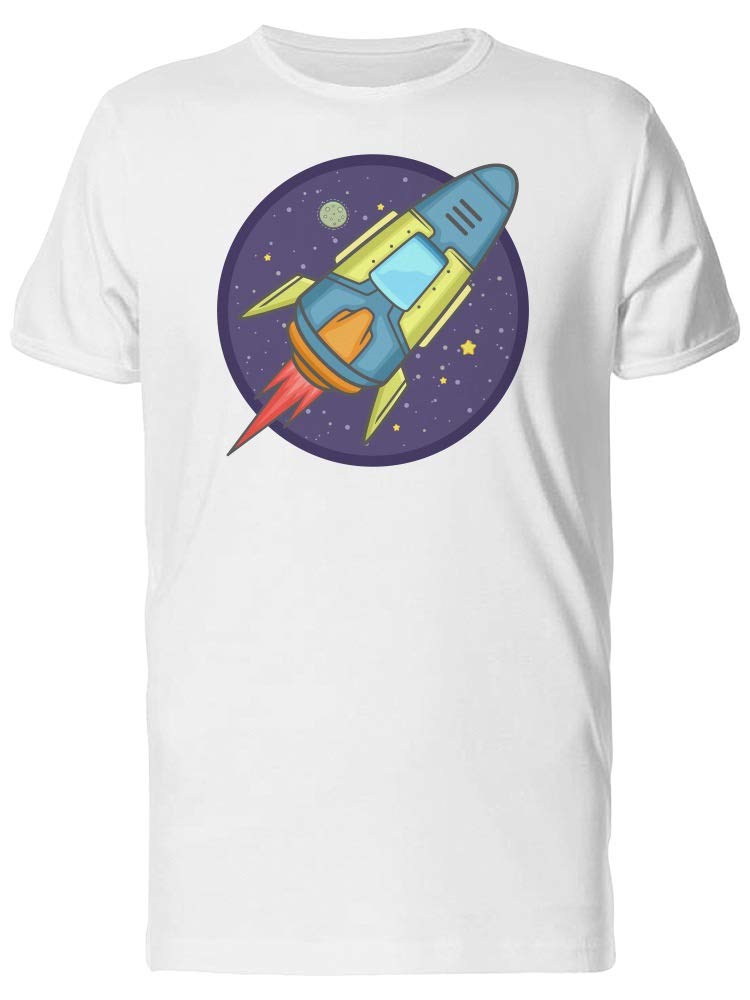 Men's Space Rocket Cartoon Graphic T-Shirt - Casual & Fun Tee for Everyday Wear, Gifts, and Space Enthusiasts
