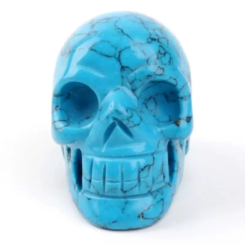 Natural Blue Turquoise Quartz Crystal Skull Head - 2 Inch Healing Stone for Home Decor, Meditation, and Spiritual Gifts | MOKAGY