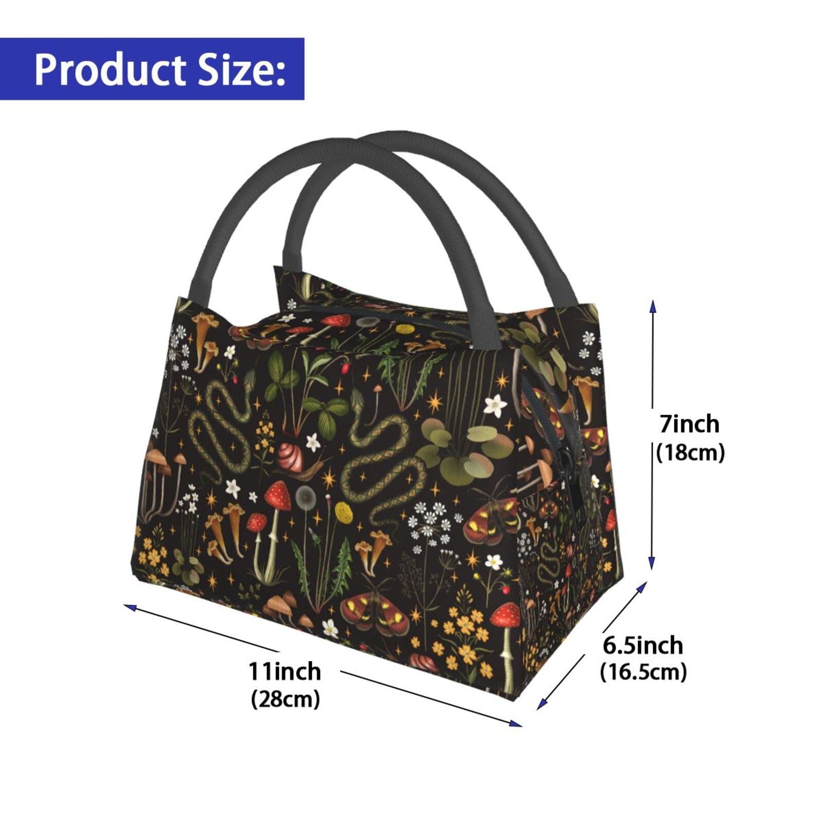 FREEHOTU Insulated Lunch Bags - Reusable Cooler Tote for Work, Picnics & Travel | Forest Animals Mushroom Design | Meal Prep Bag for Women & Men | Perfect for Office, School, Hiking & Outdoor Adventures