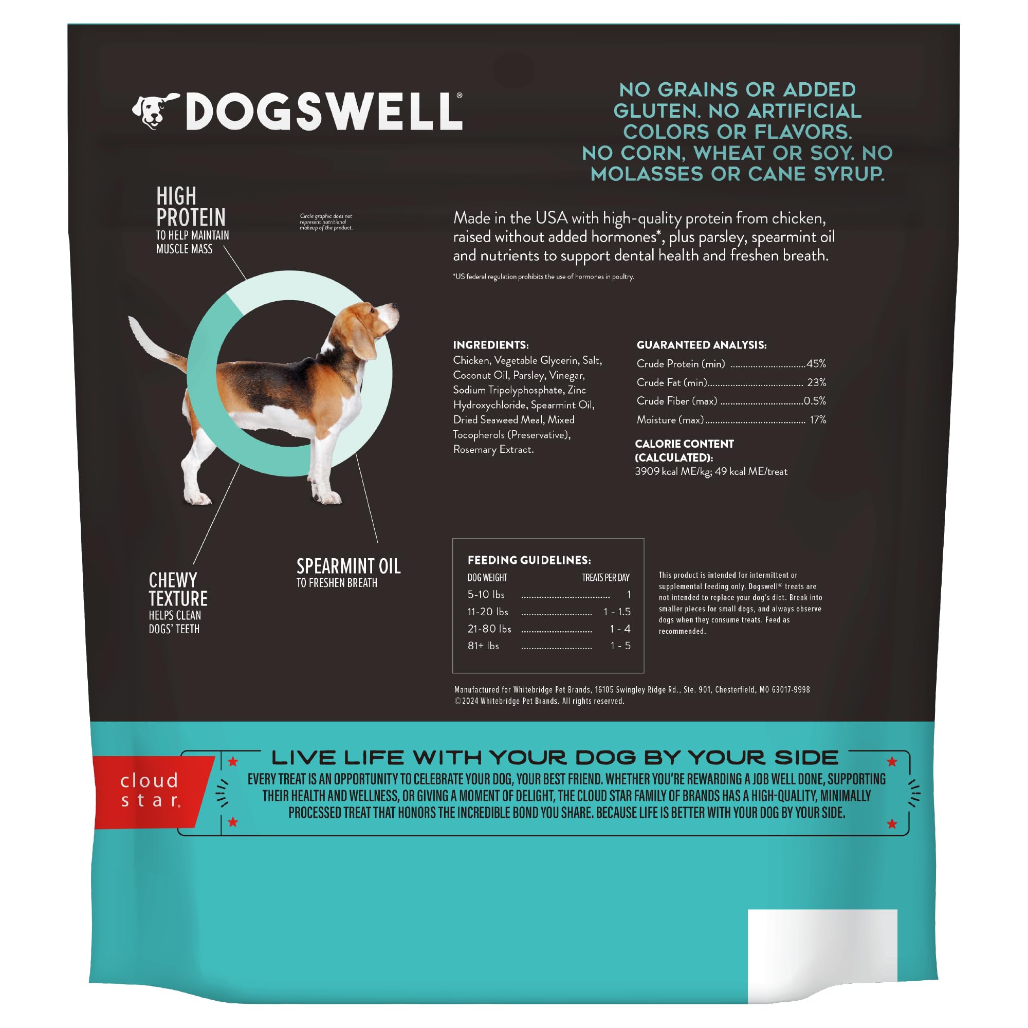 DOGSWELL Dental Jerky Dog Treats - Chicken Flavor, 24oz Bag | Healthy Teeth Cleaning Chews for Dogs | Perfect for Training Rewards & Oral Care at Home