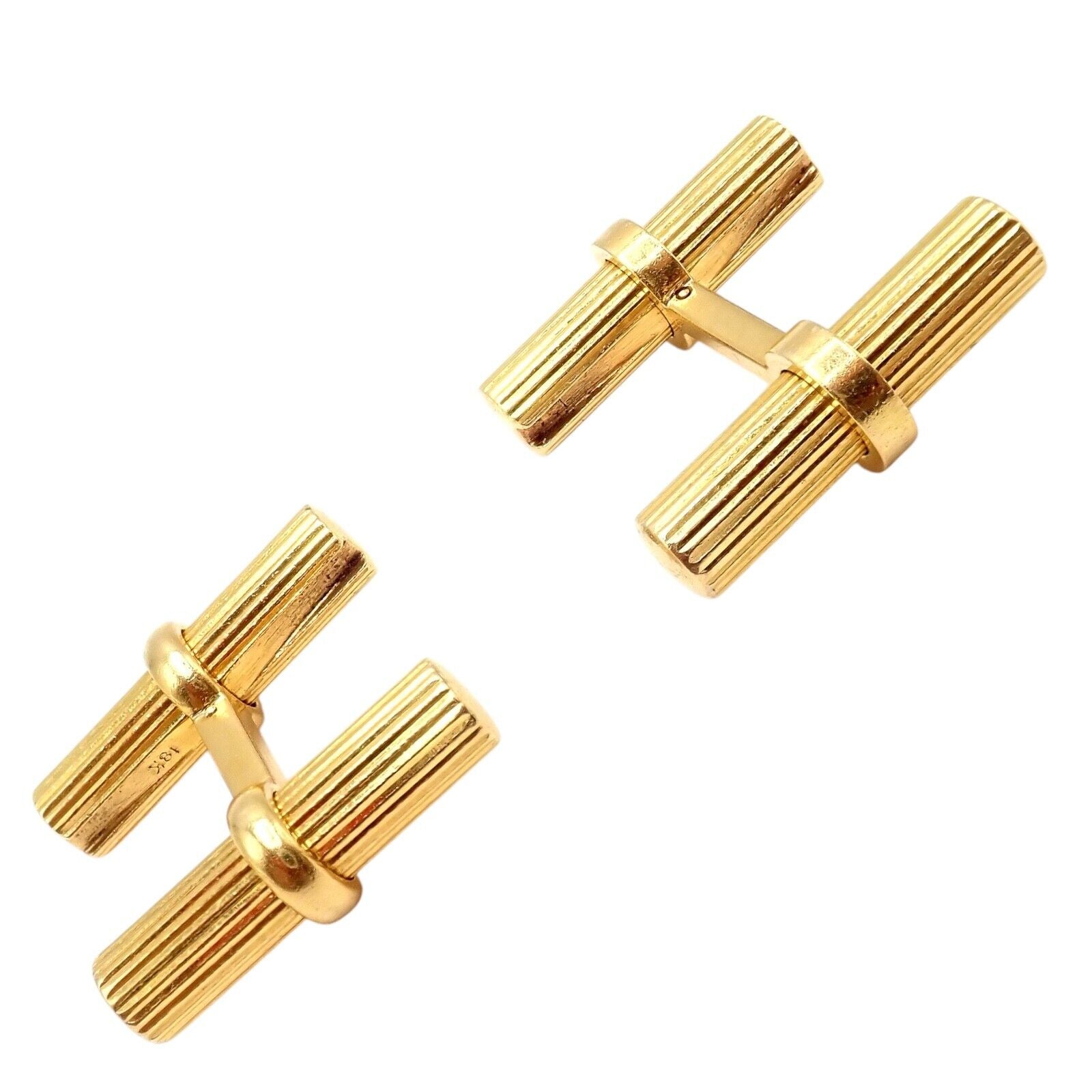 Authentic Van Cleef & Arpels 18k Yellow Gold Vintage Bar Cufflinks for Men - Luxury Gift for Weddings, Business & Formal Events