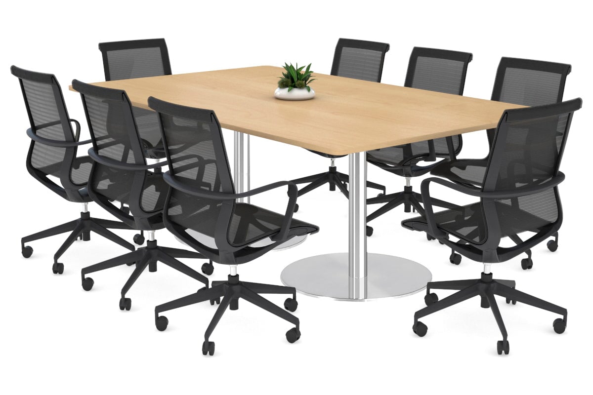 Premium Sapphire Disc Base Boardroom Rectangle Table - 1800L x 1100W with Rounded Corners - Elegant Conference Table for Office Meetings & Executive Workspaces