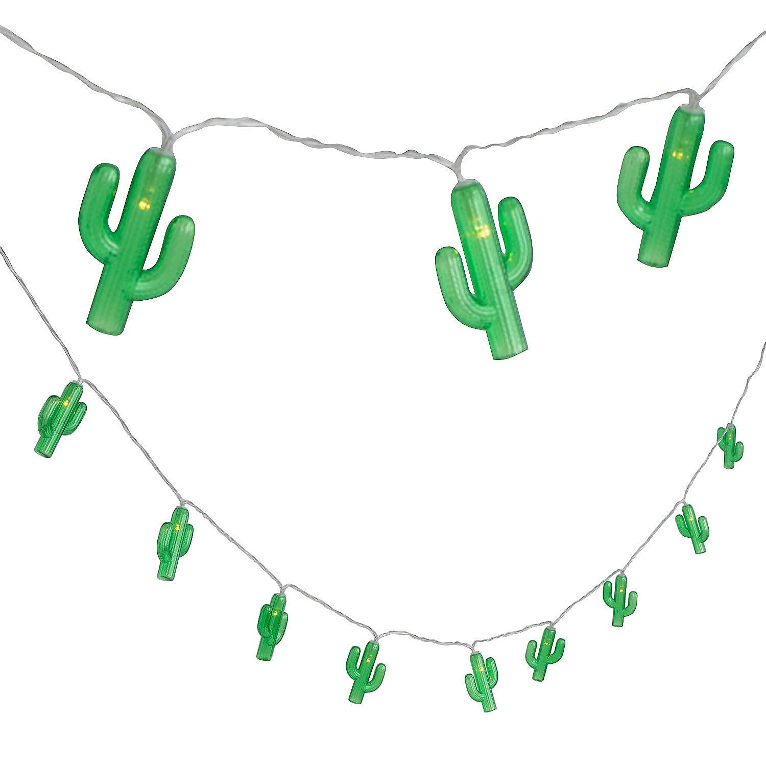 Fun Express Cactus String Lights - 10ft Decorative LED Fairy Lights for Bedroom, Party, Wedding & Outdoor Decor - Warm White USB Powered Waterproof Lighting
