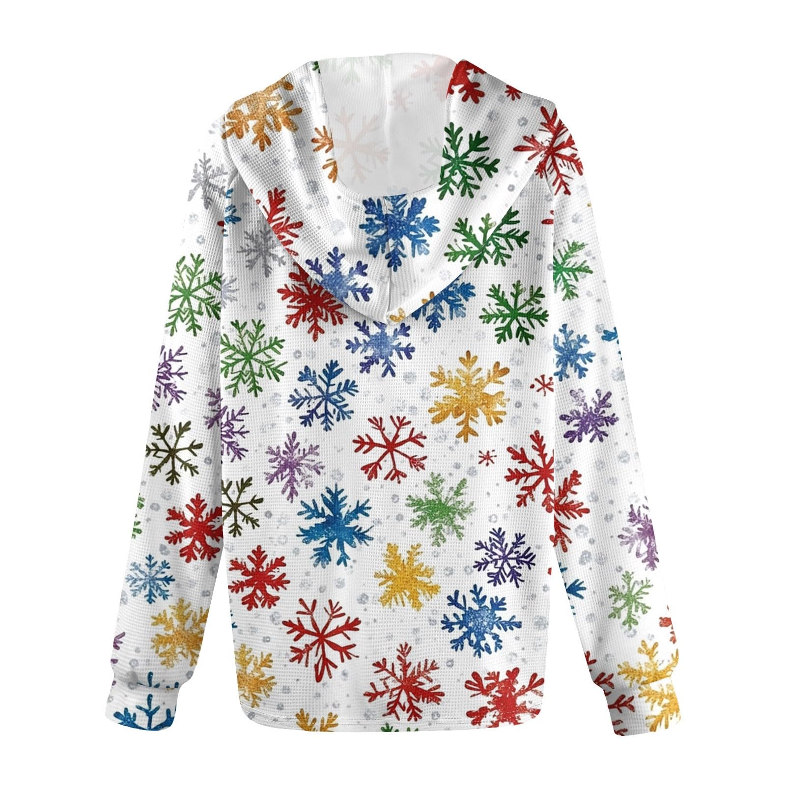 Cozy Women's Christmas Waffle Knit Hoodie - Long Sleeve V-Neck Pullover Sweatshirt with Drawstring | Holiday Party, Family Gathering & Winter Outfit Essential